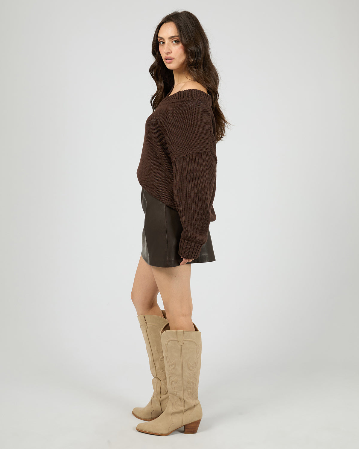 Moss Pu Skirt Brown