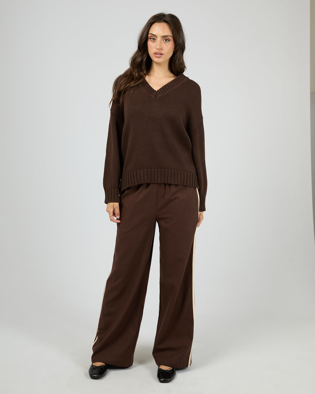 Cosy V Neck Knit Brown