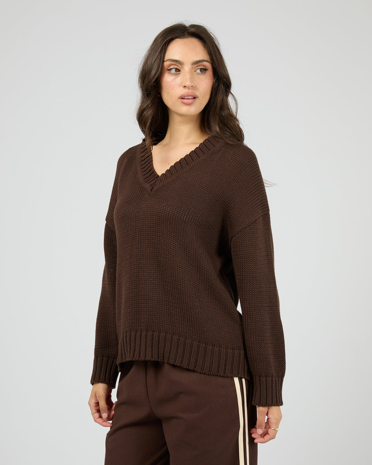 Cosy V Neck Knit Brown