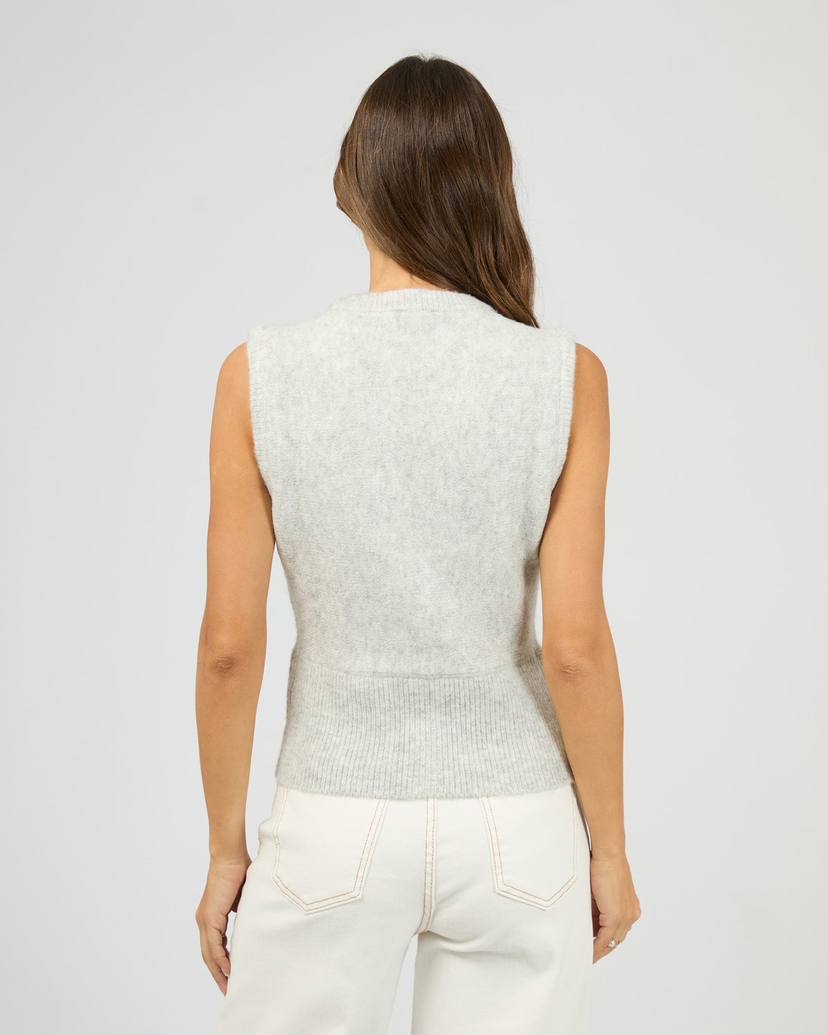 Nelly Knit Vest Snow Marle