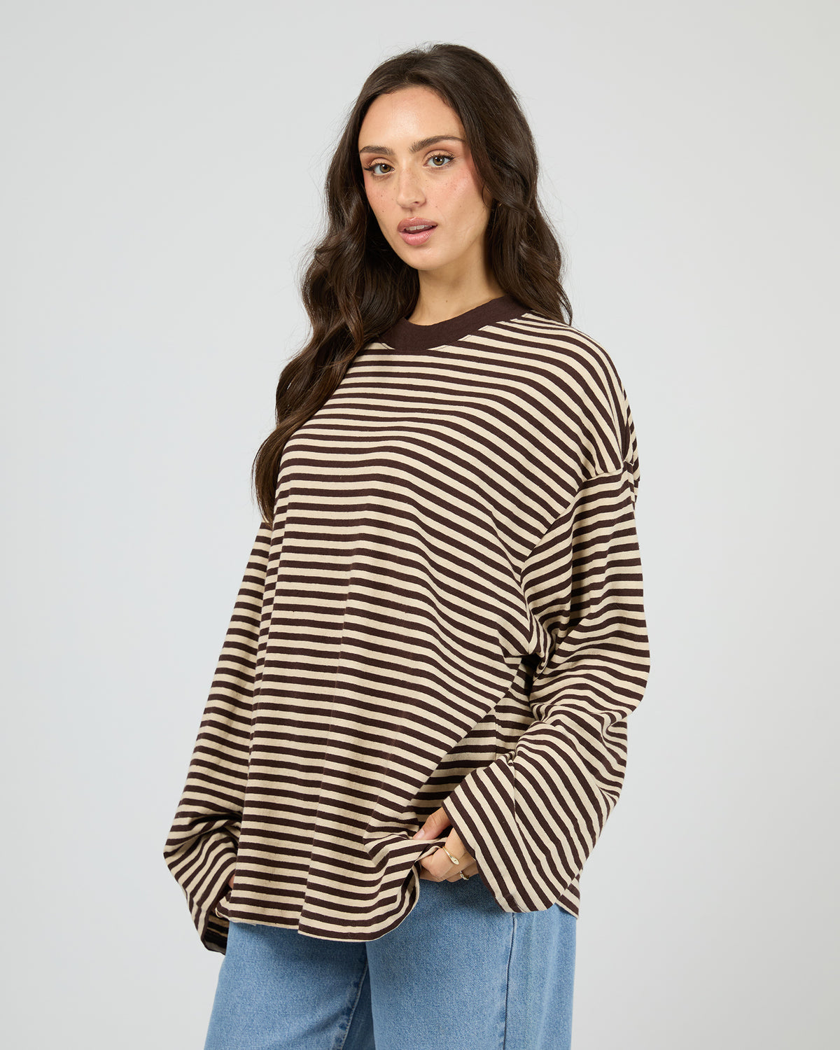 Paloma Long Sleeve Stripe Tee Brown