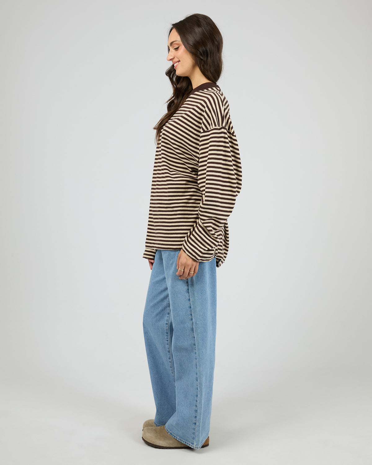 Paloma Long Sleeve Stripe Tee Brown