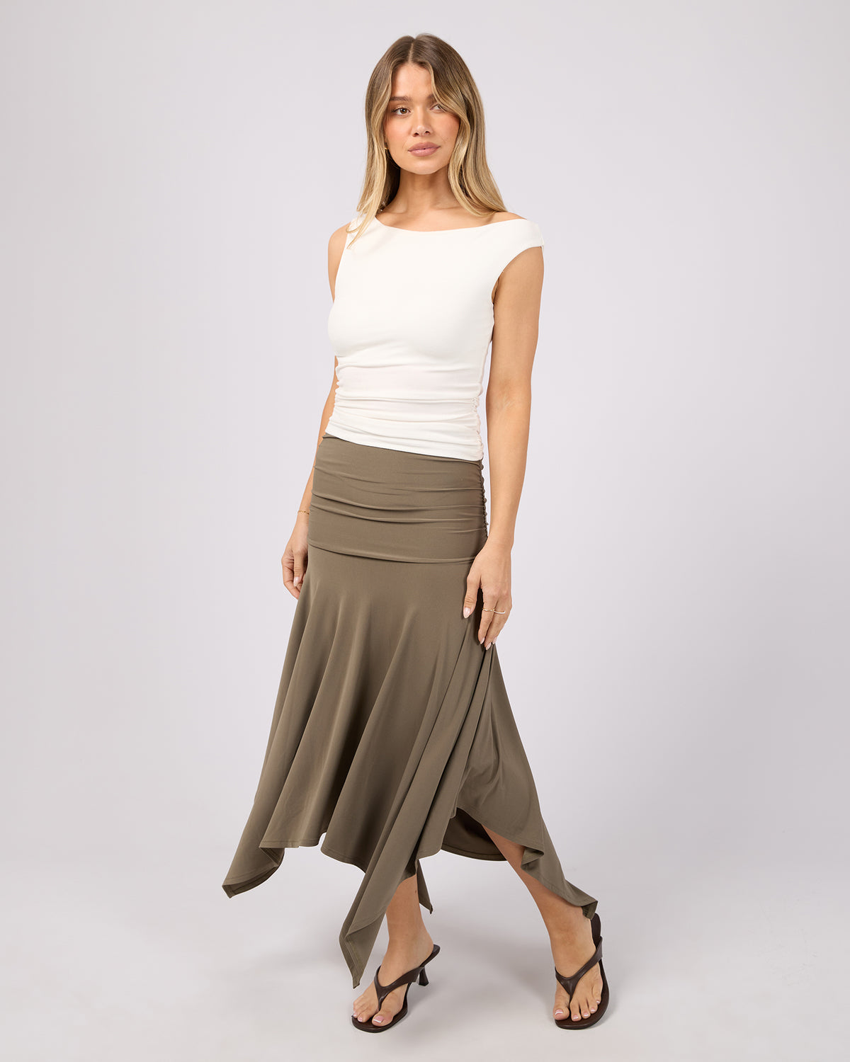 Gemma Midi Skirt Khaki