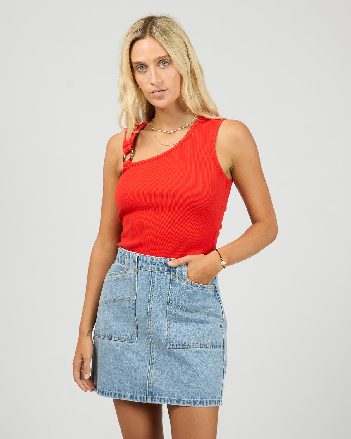 Willow Rib Tank Red