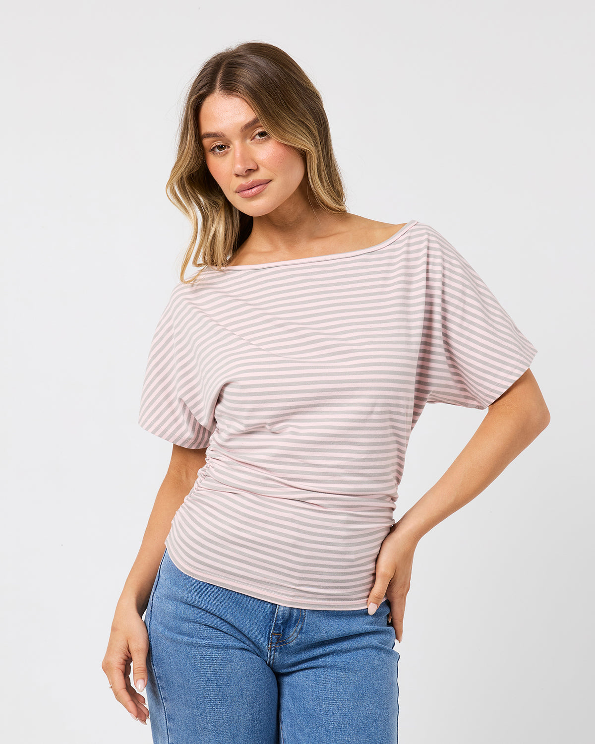Lune Stripe Top Light Pink