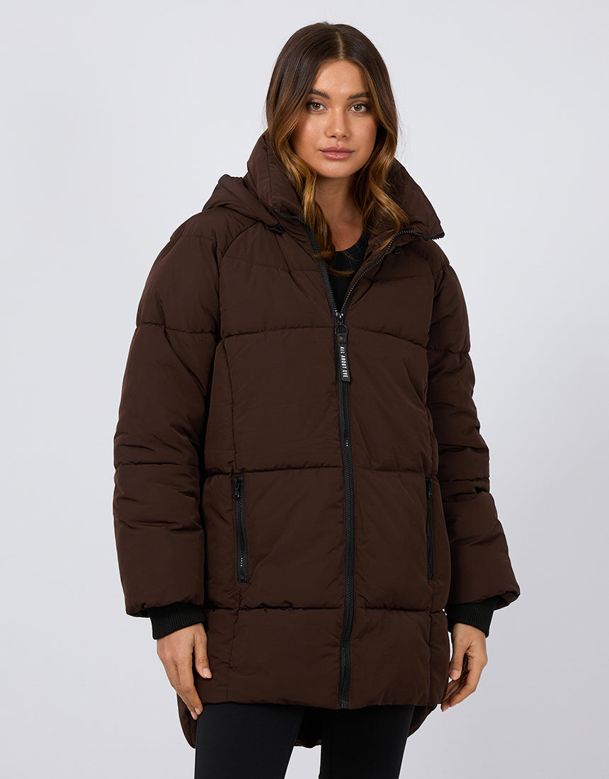 Remi Luxe Midi Puffer Brown