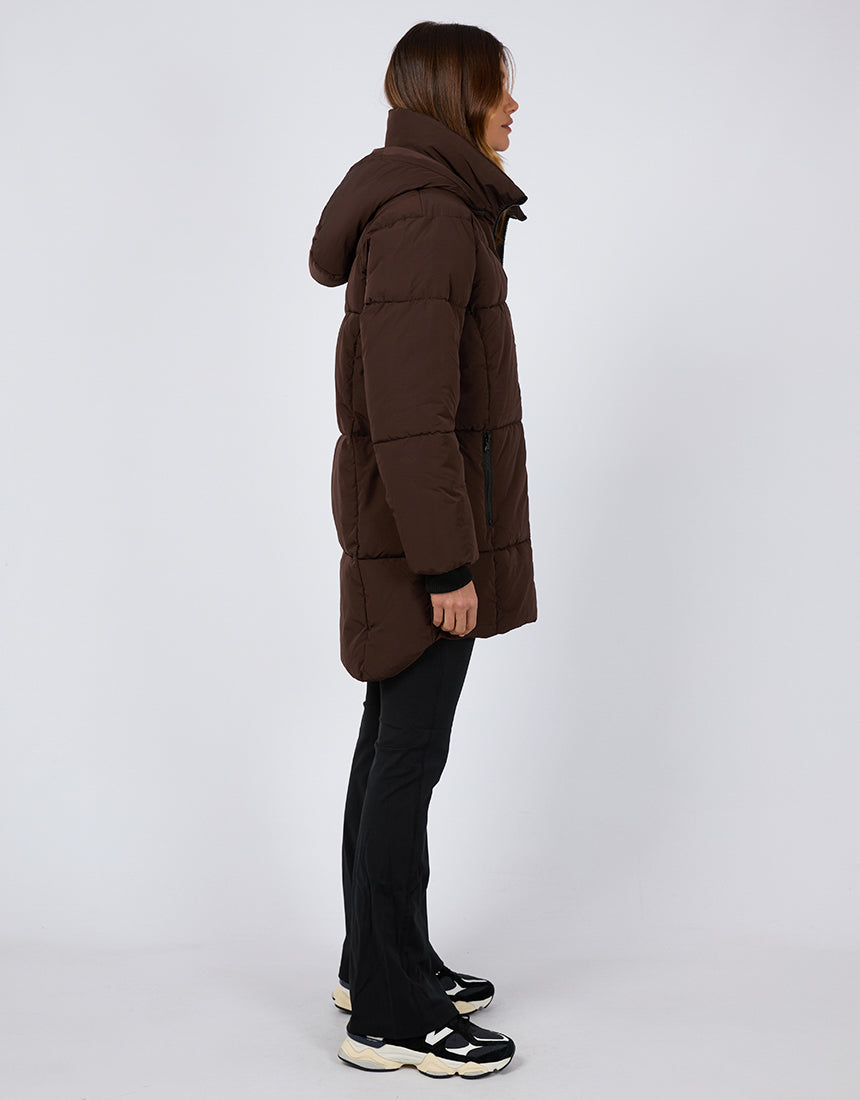 Remi Luxe Midi Puffer Brown