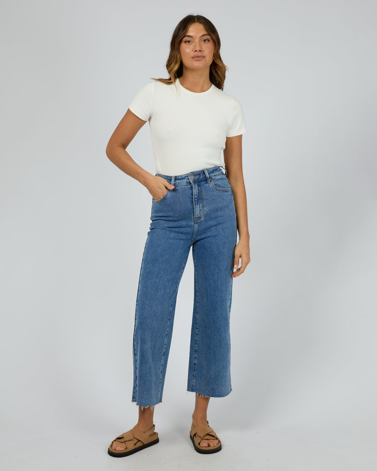 Charlie High Rise Wide Leg Jean Dark Blue