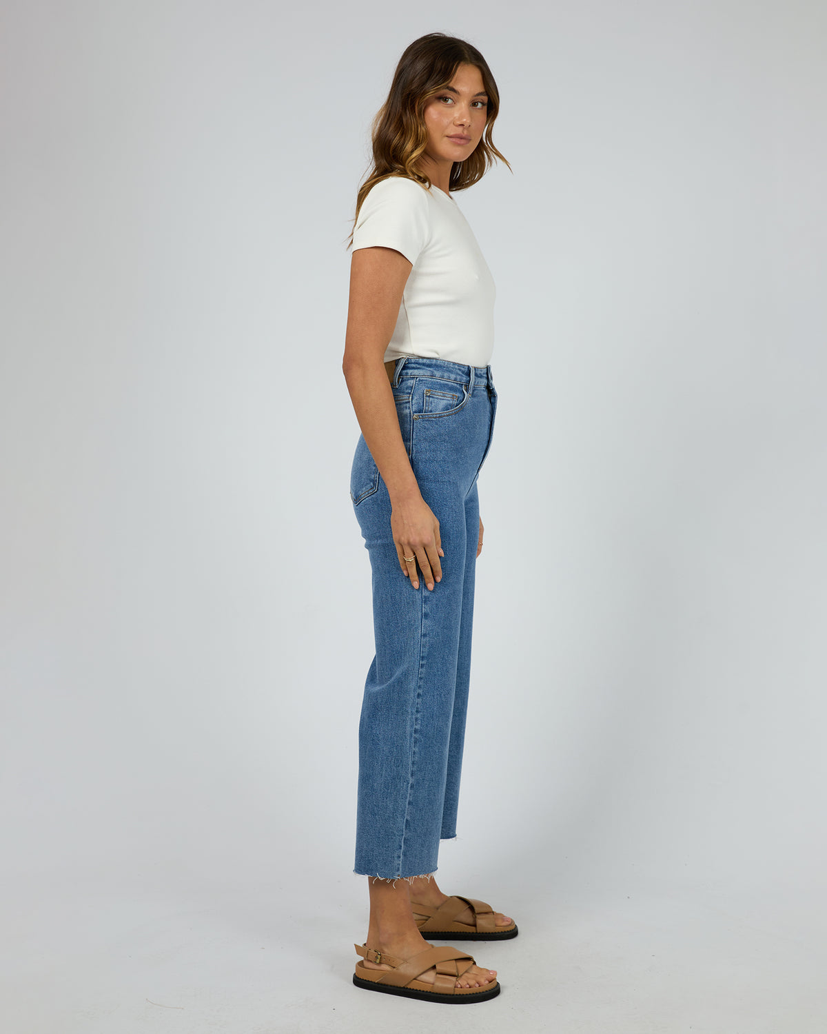 Charlie High Rise Wide Leg Jean Dark Blue