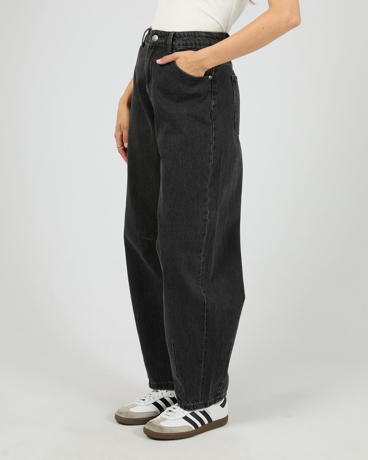 Hallie Barrel Leg Jean  Coal