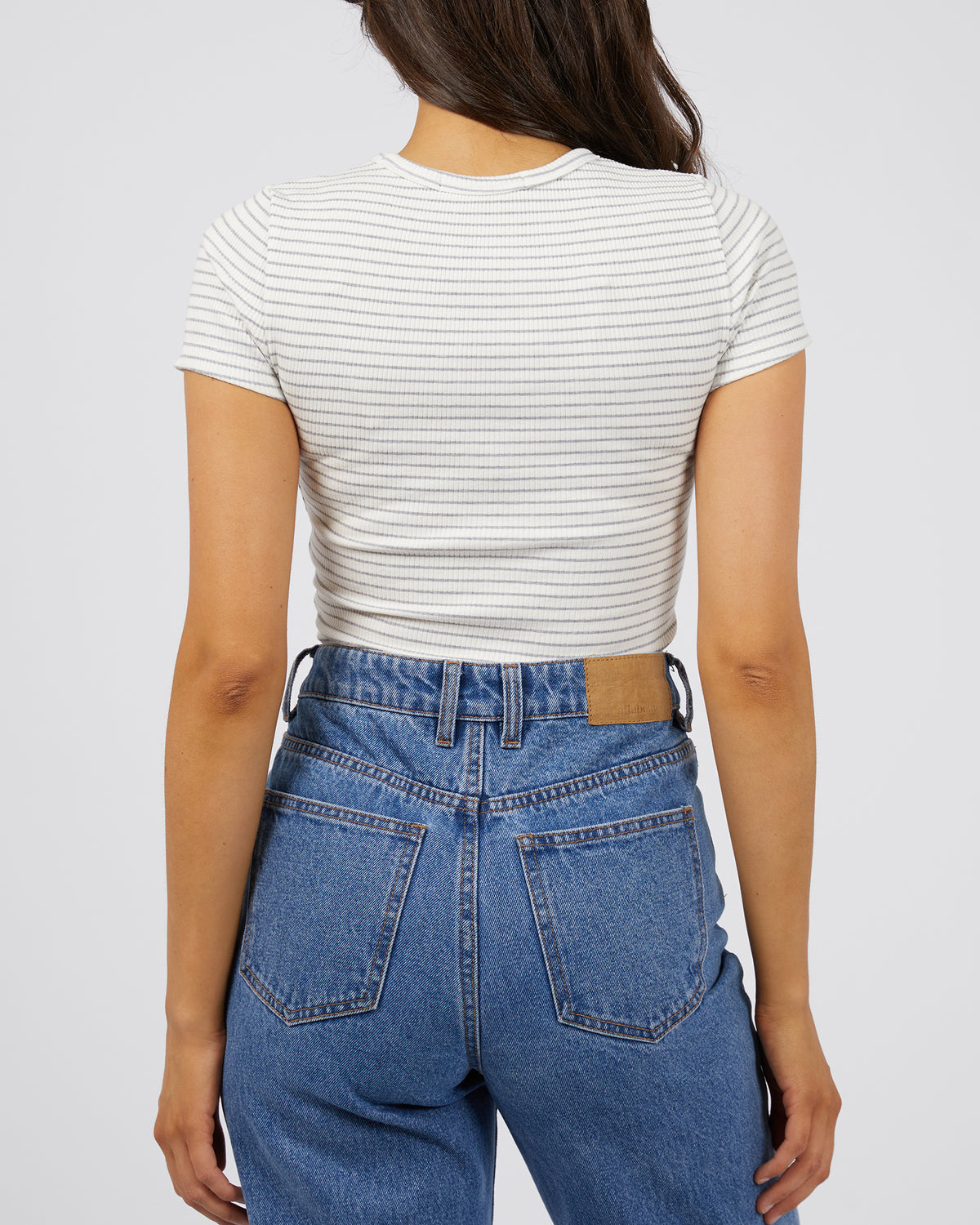 Eve Rib Stripe Tee Grey Marle