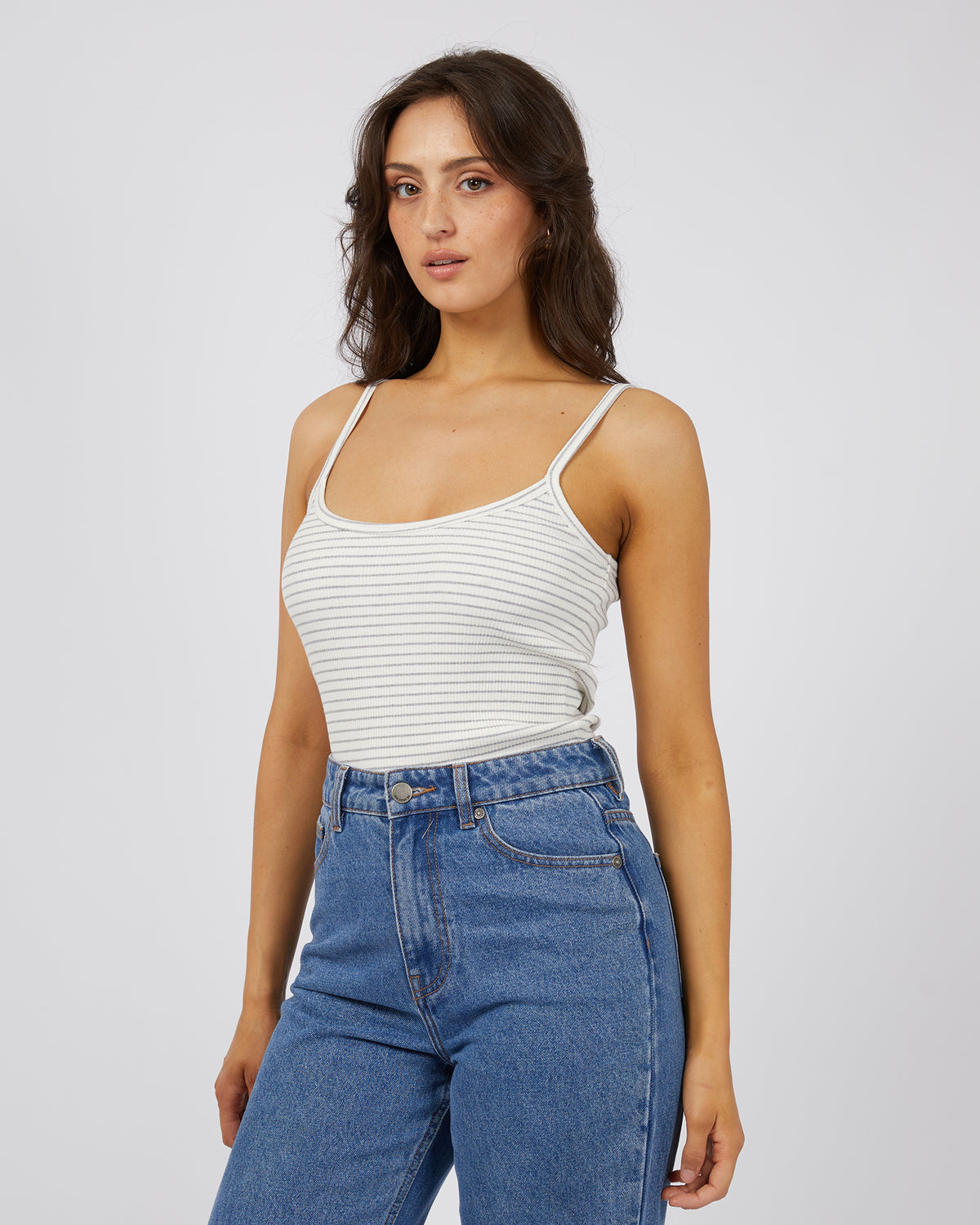 Eve Rib Stripe Cami Grey Marle