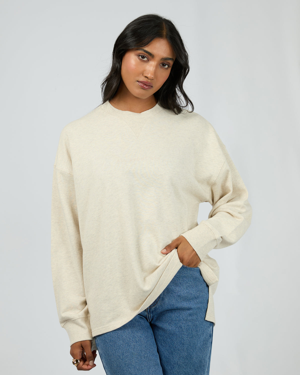 Aae Washed Relaxed Crew Oatmeal