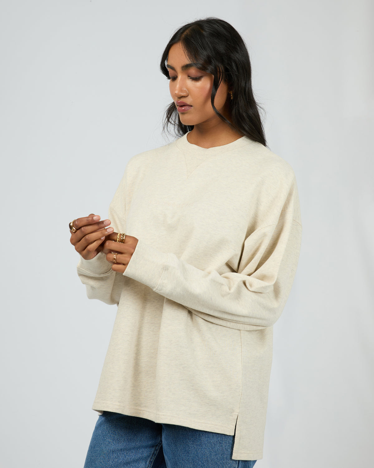Aae Washed Relaxed Crew Oatmeal