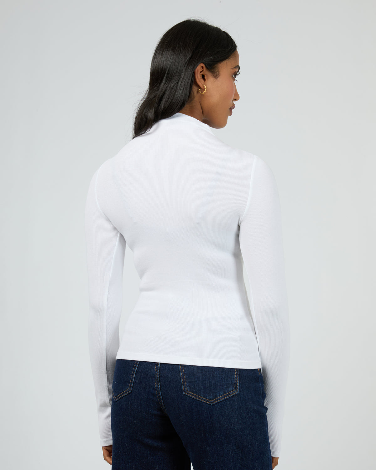 Icon Mock Neck L/S Top White