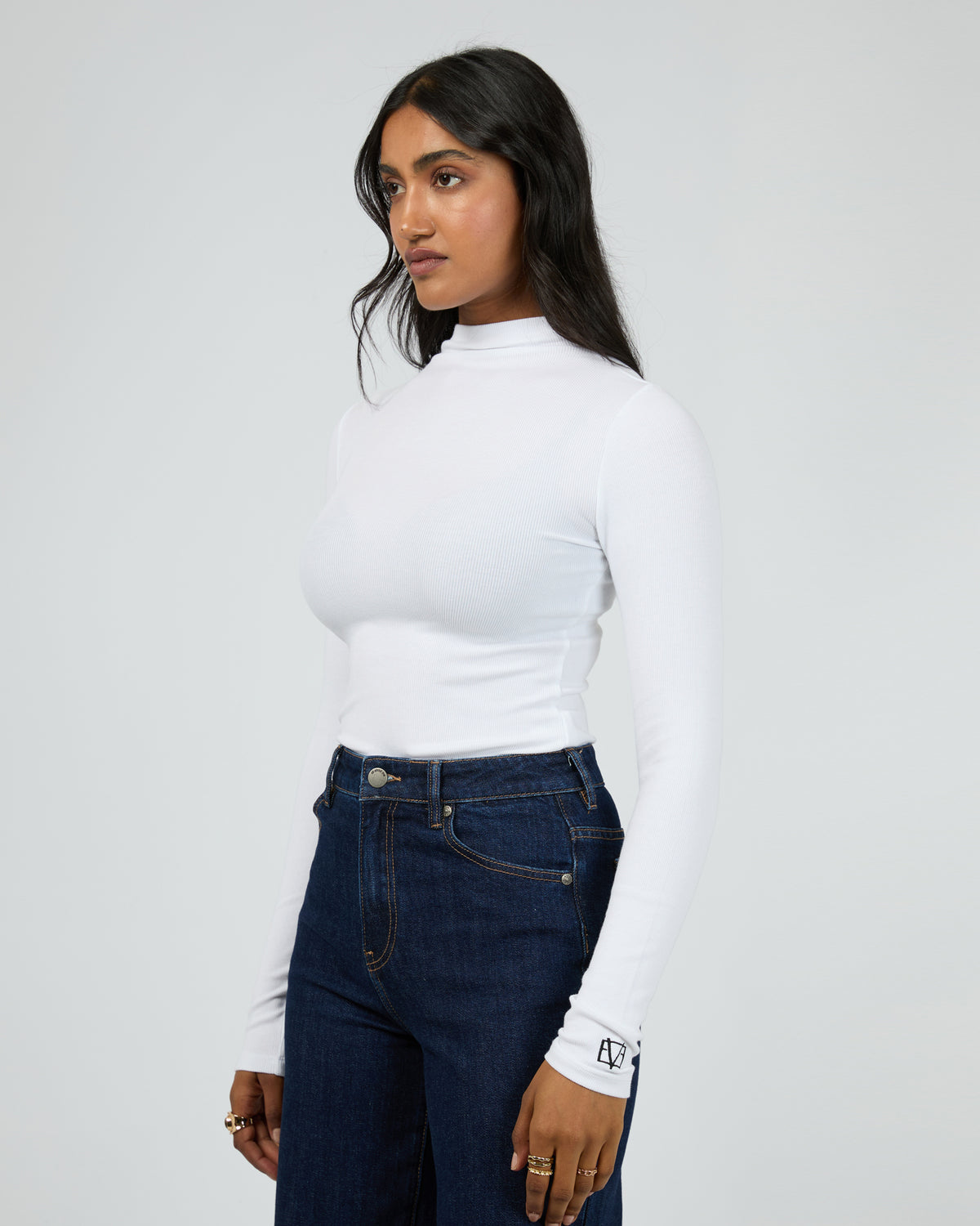 Icon Mock Neck L/S Top White