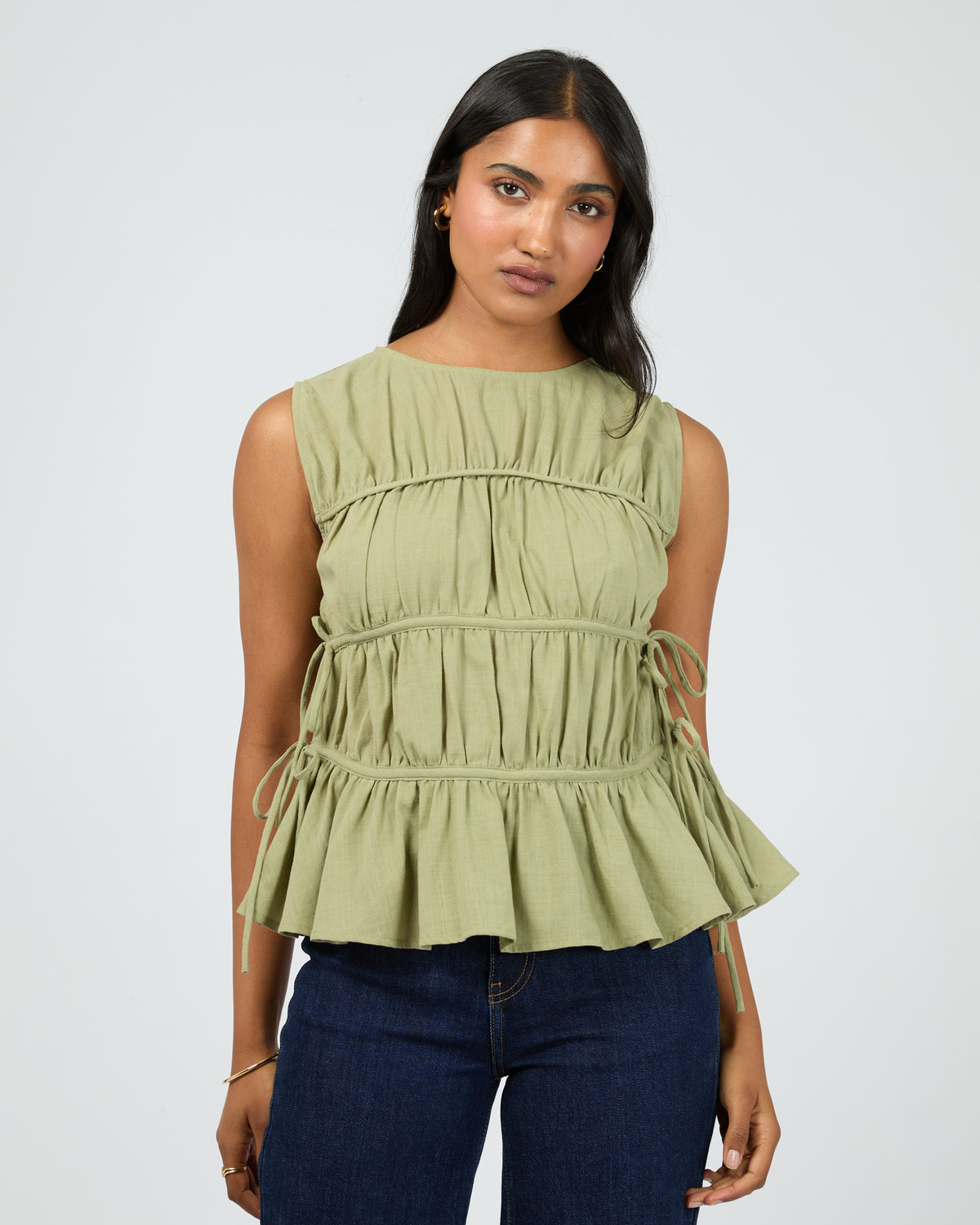 Lou Lou Tie Top Khaki