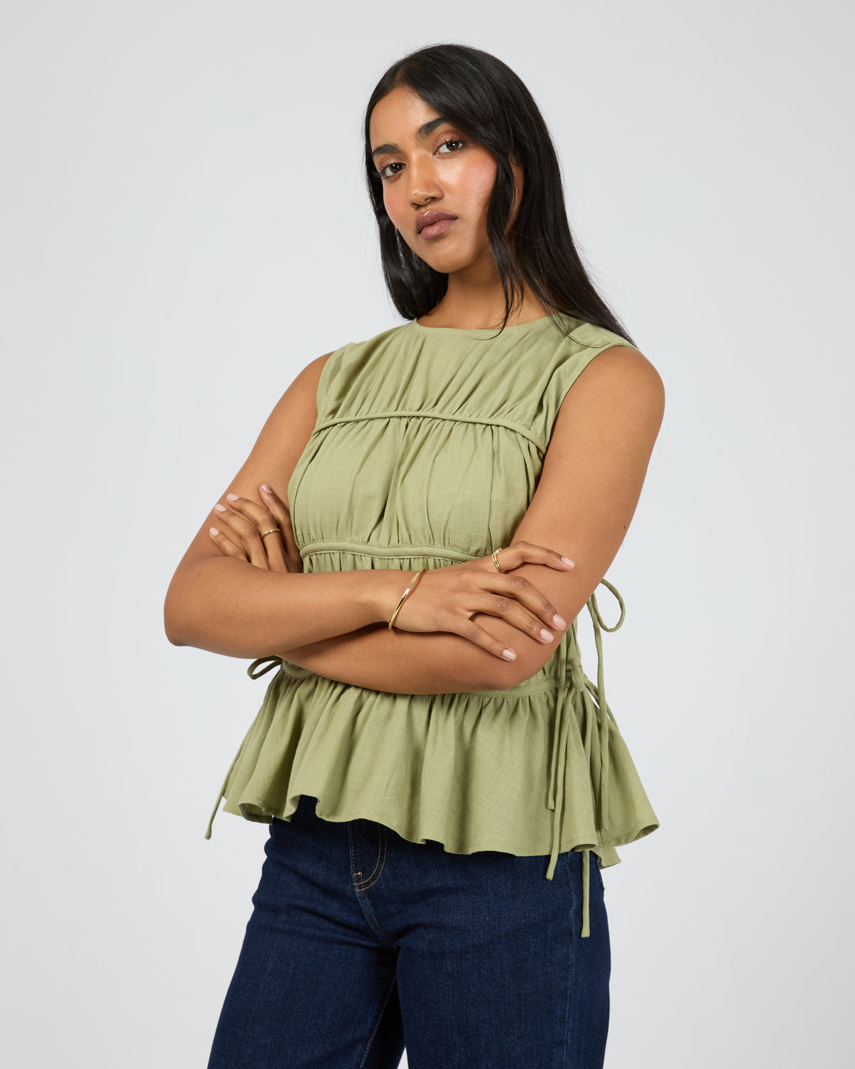 Lou Lou Tie Top Khaki