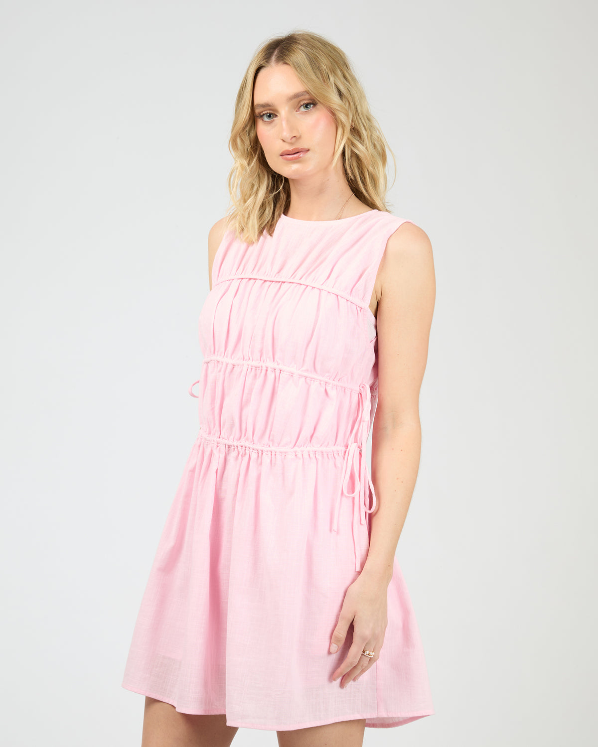 Lou Lou Tie Mini Dress Light Pink