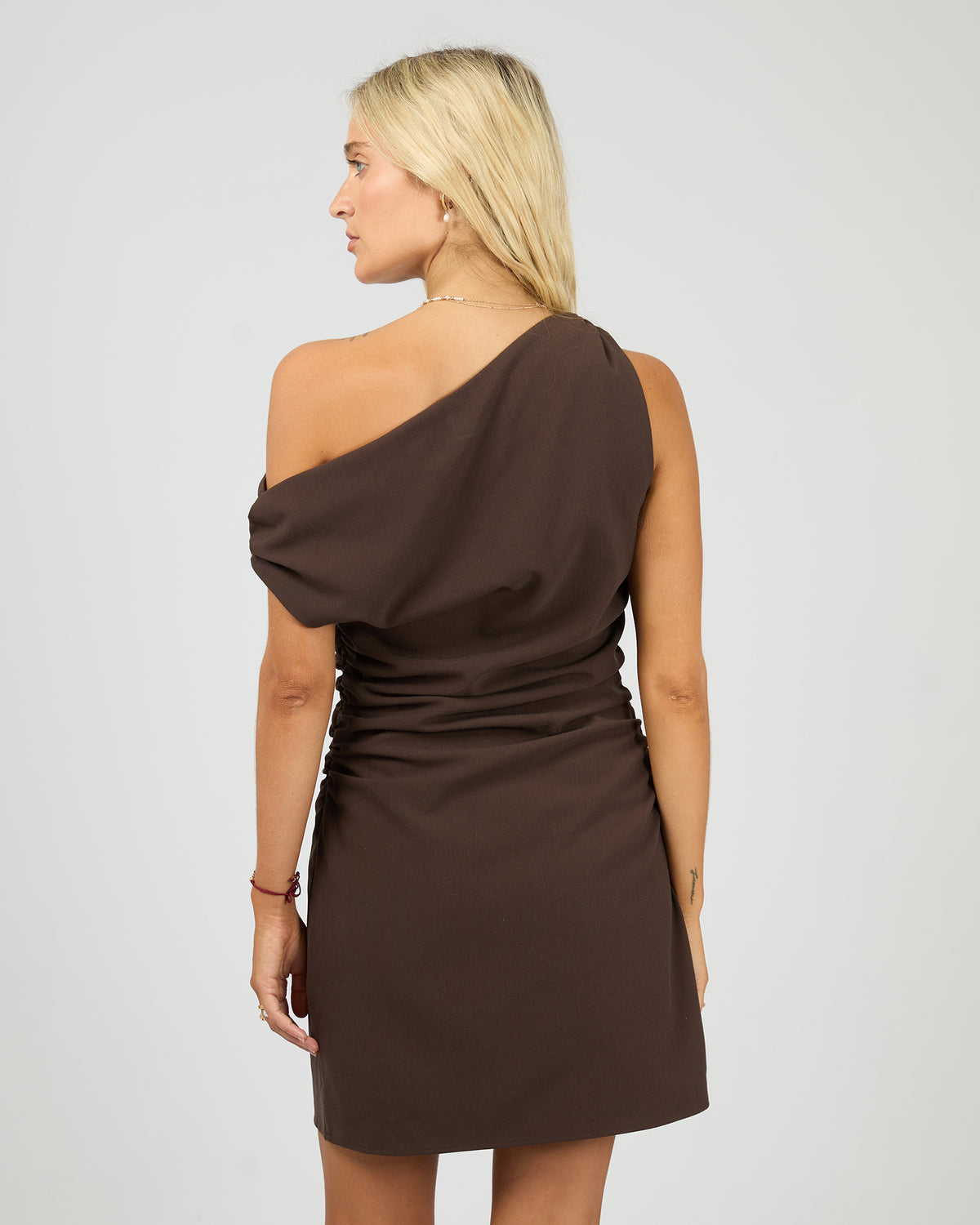 Ida Asym Mini Dress Brown