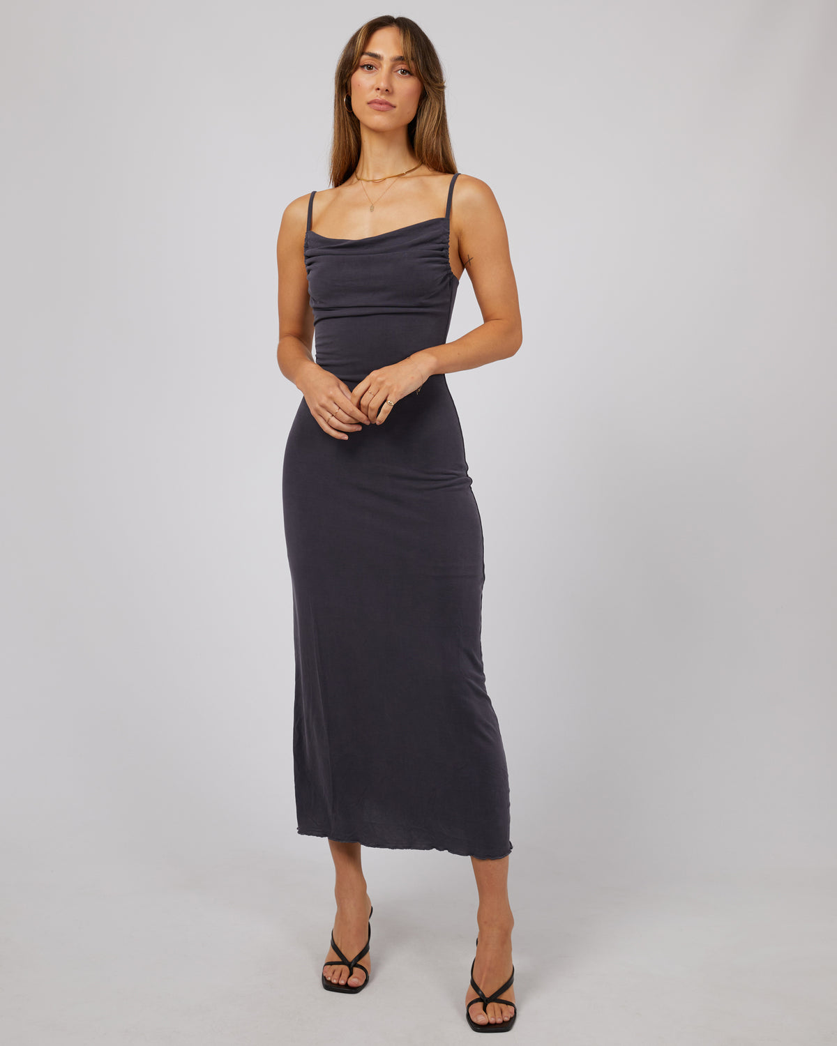 Luxe Cowl Neck Maxi Dress Steel