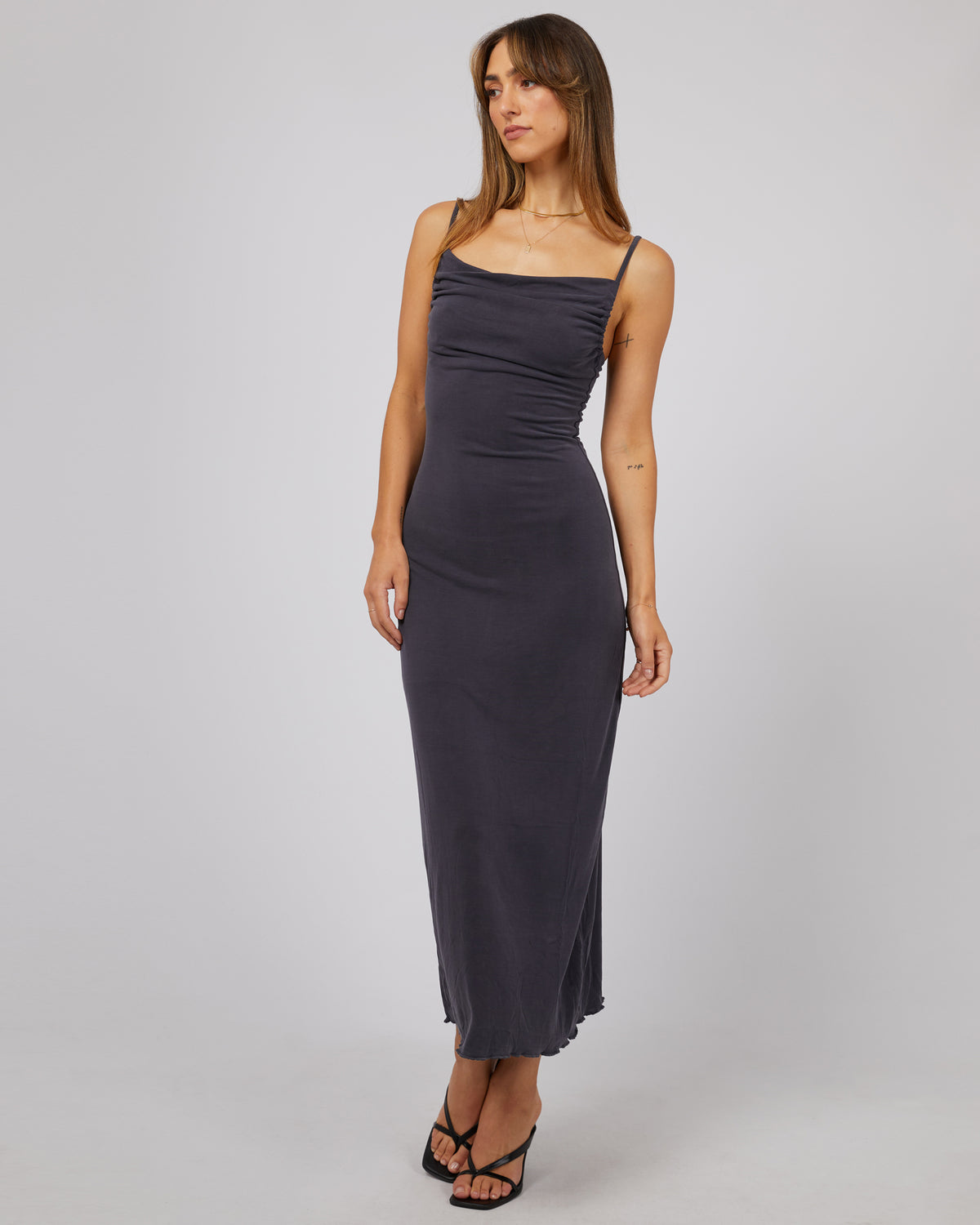 Luxe Cowl Neck Maxi Dress Steel