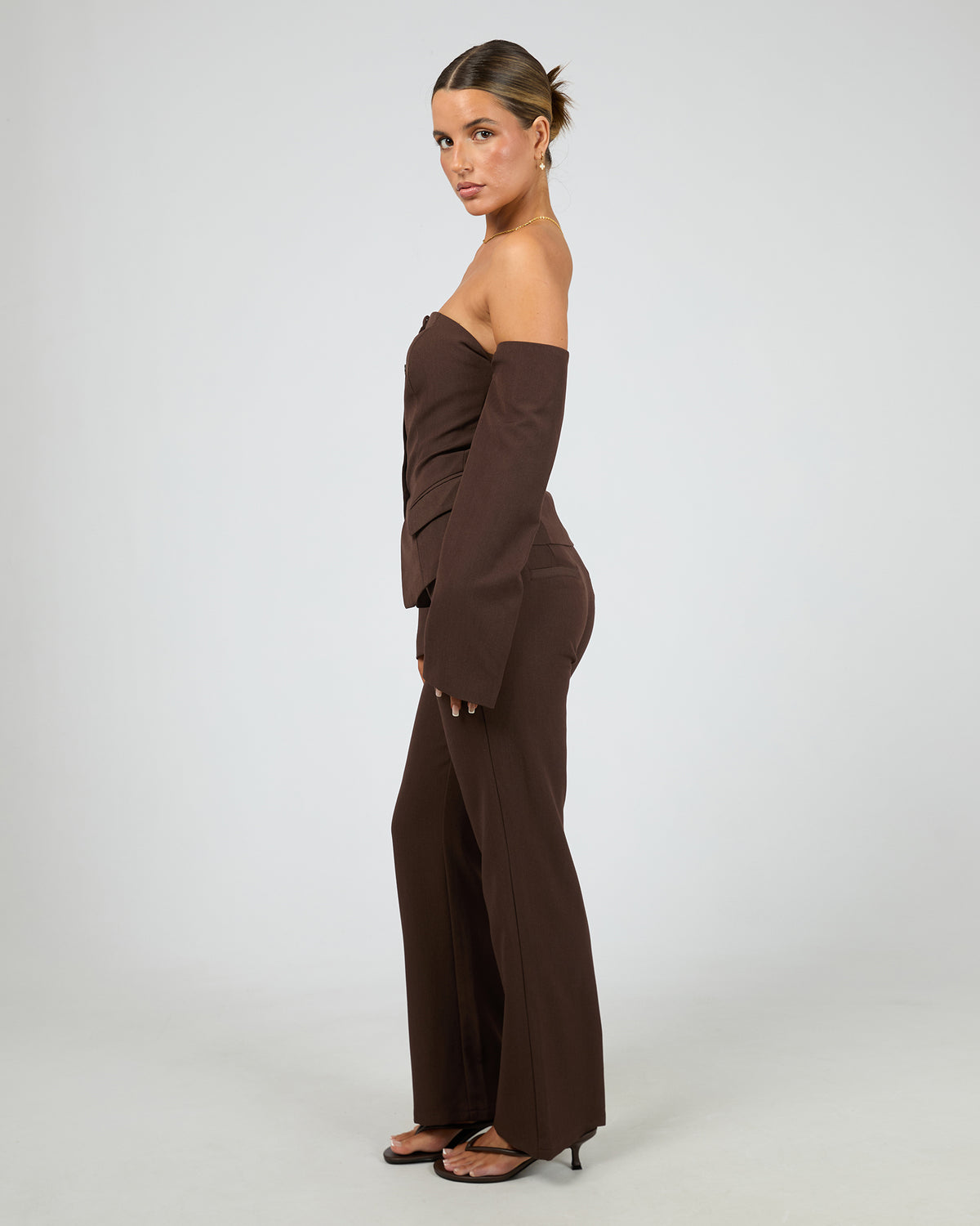 Margot Button Up Top Brown