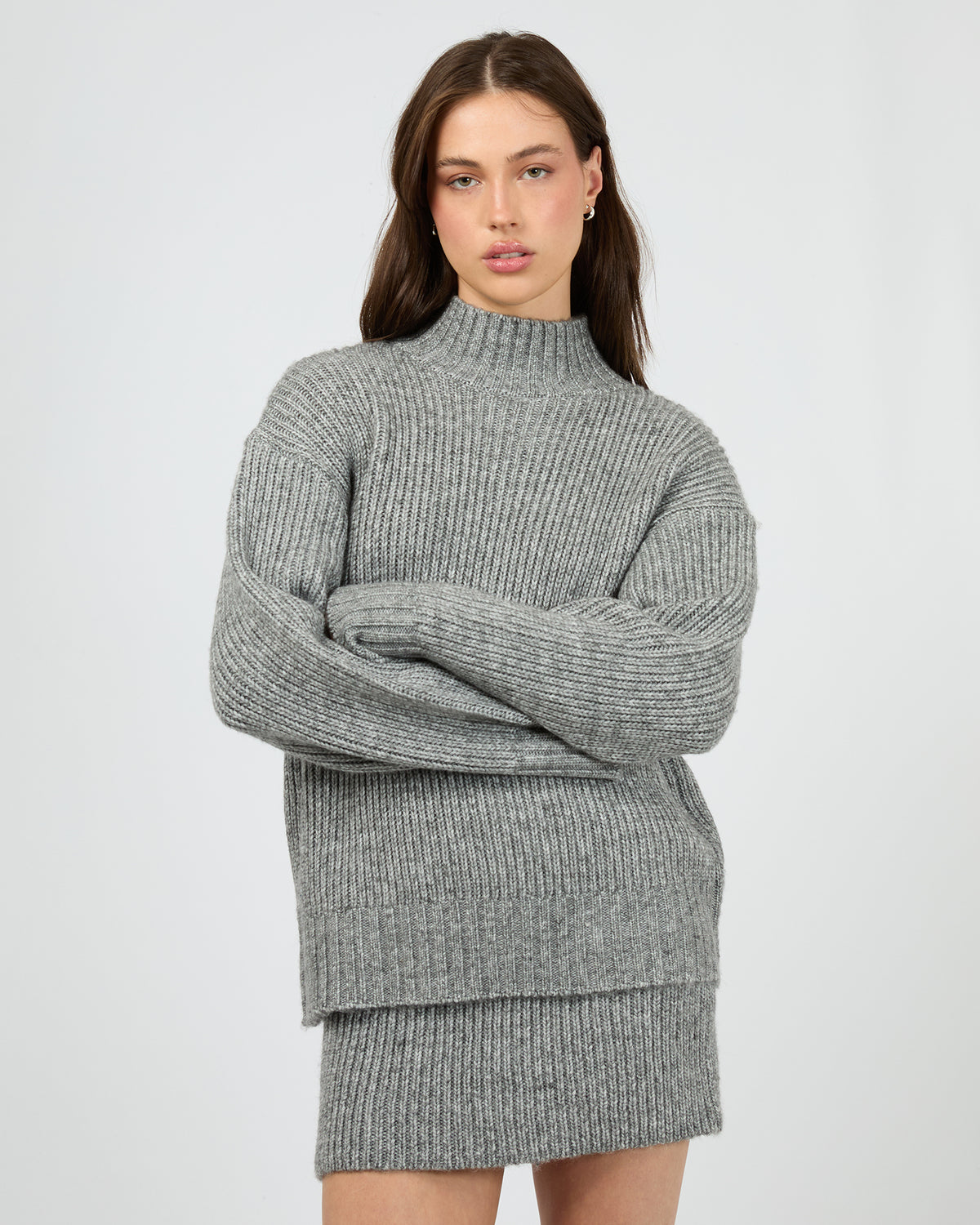 Stevie Knit Sweater Grey Marle