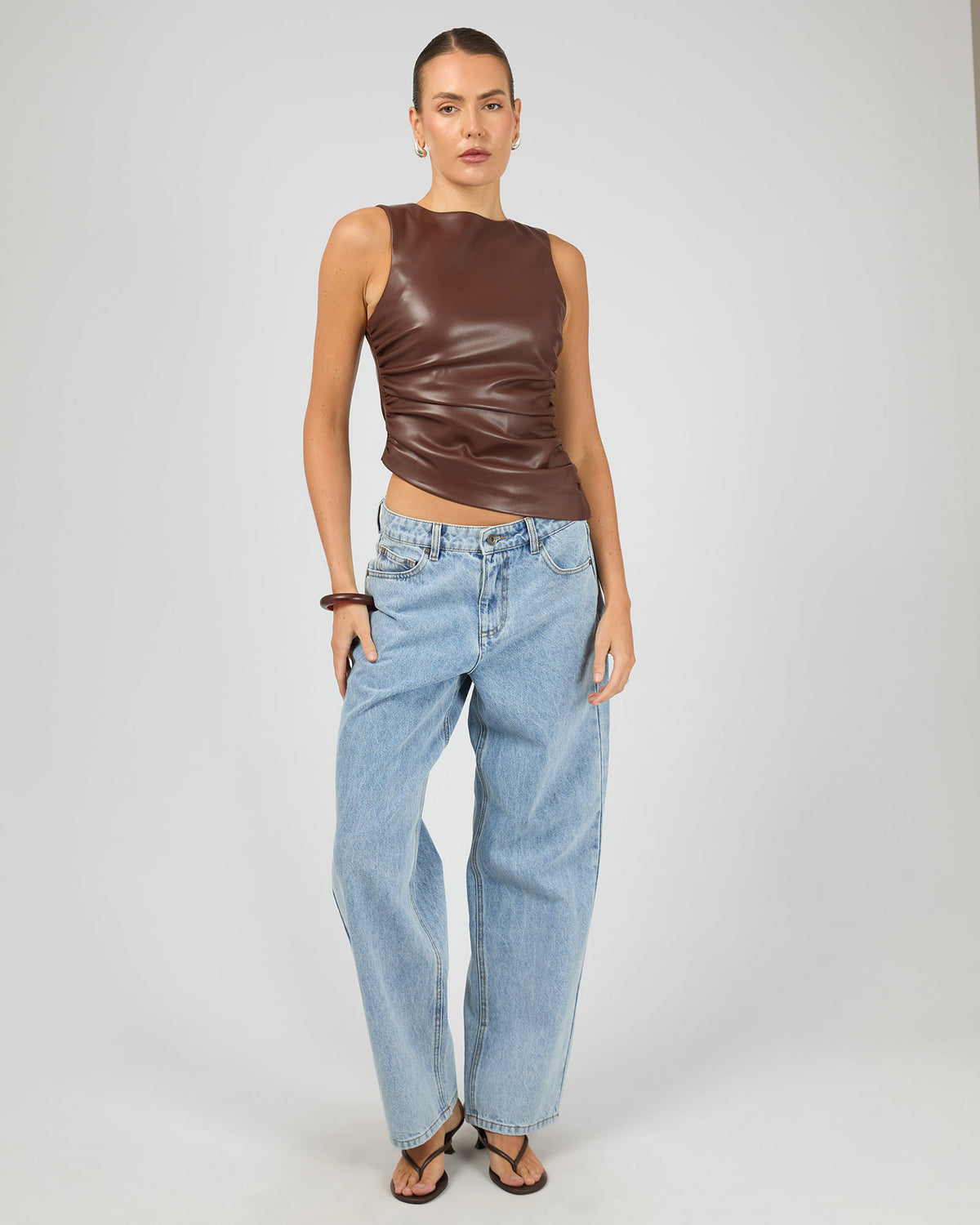 Liv Rouched Top Mahogany