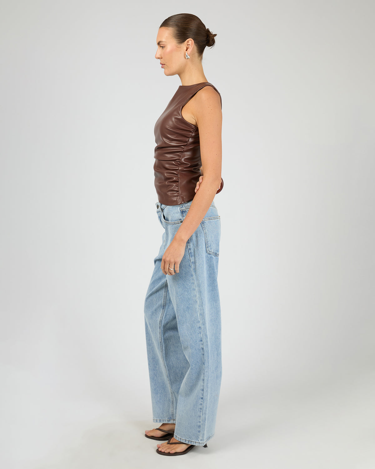 Liv Rouched Top Mahogany