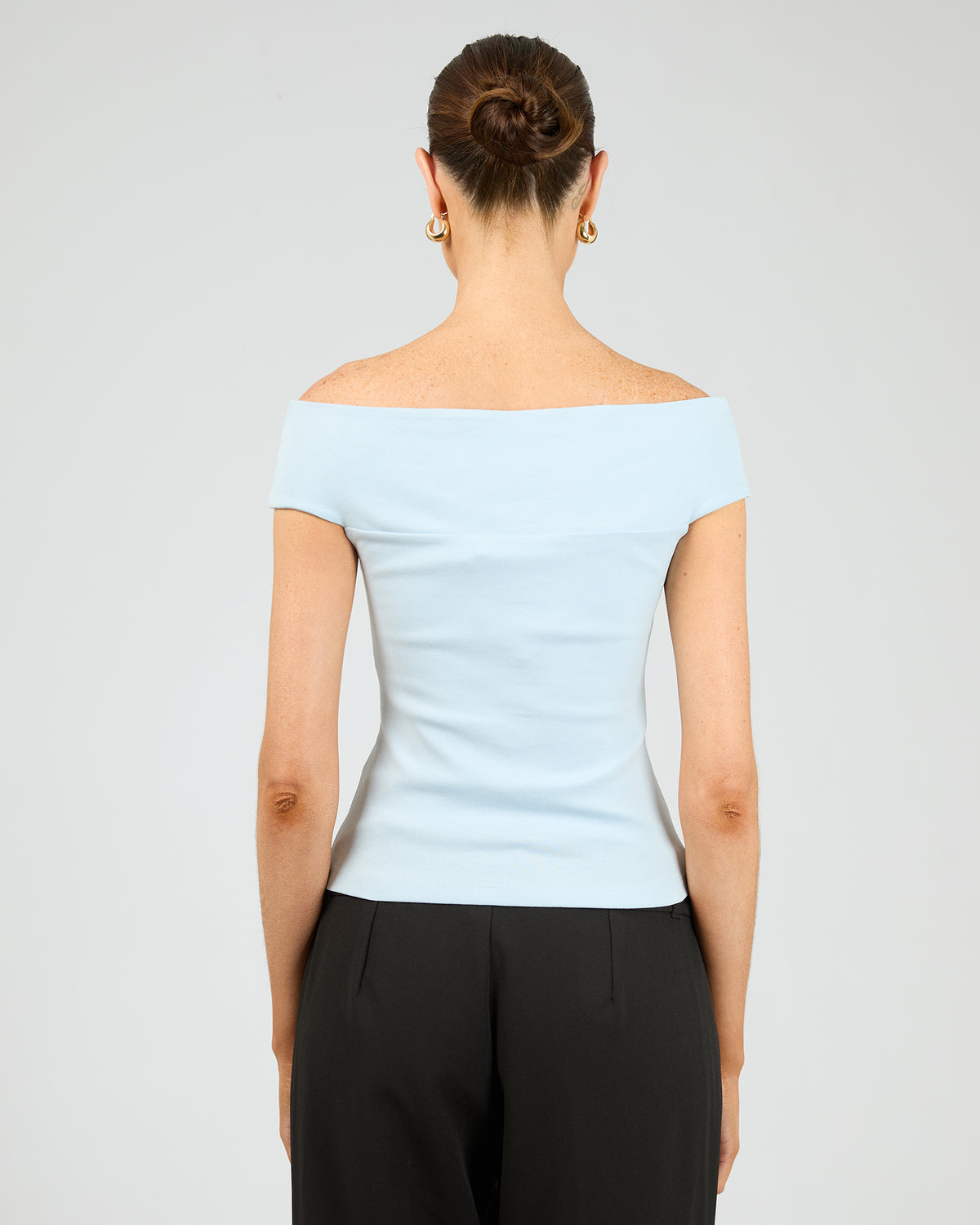 Luxe Knot Off The Shoulder Top Blue