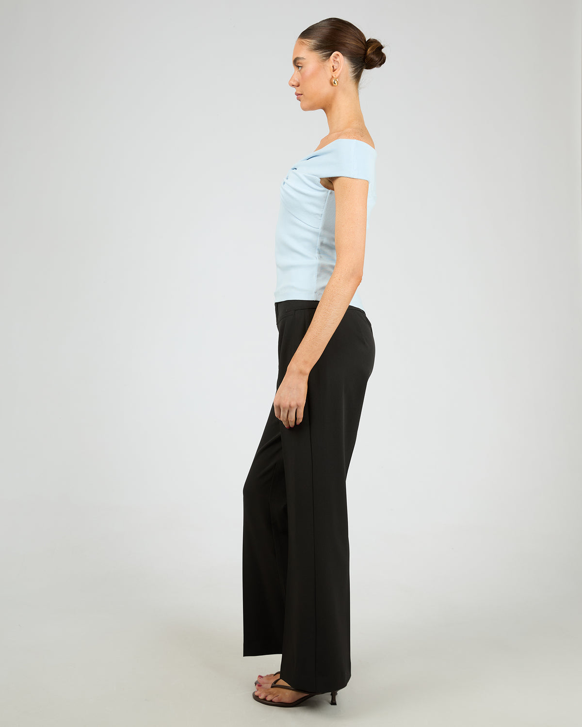 Luxe Knot Off The Shoulder Top Blue