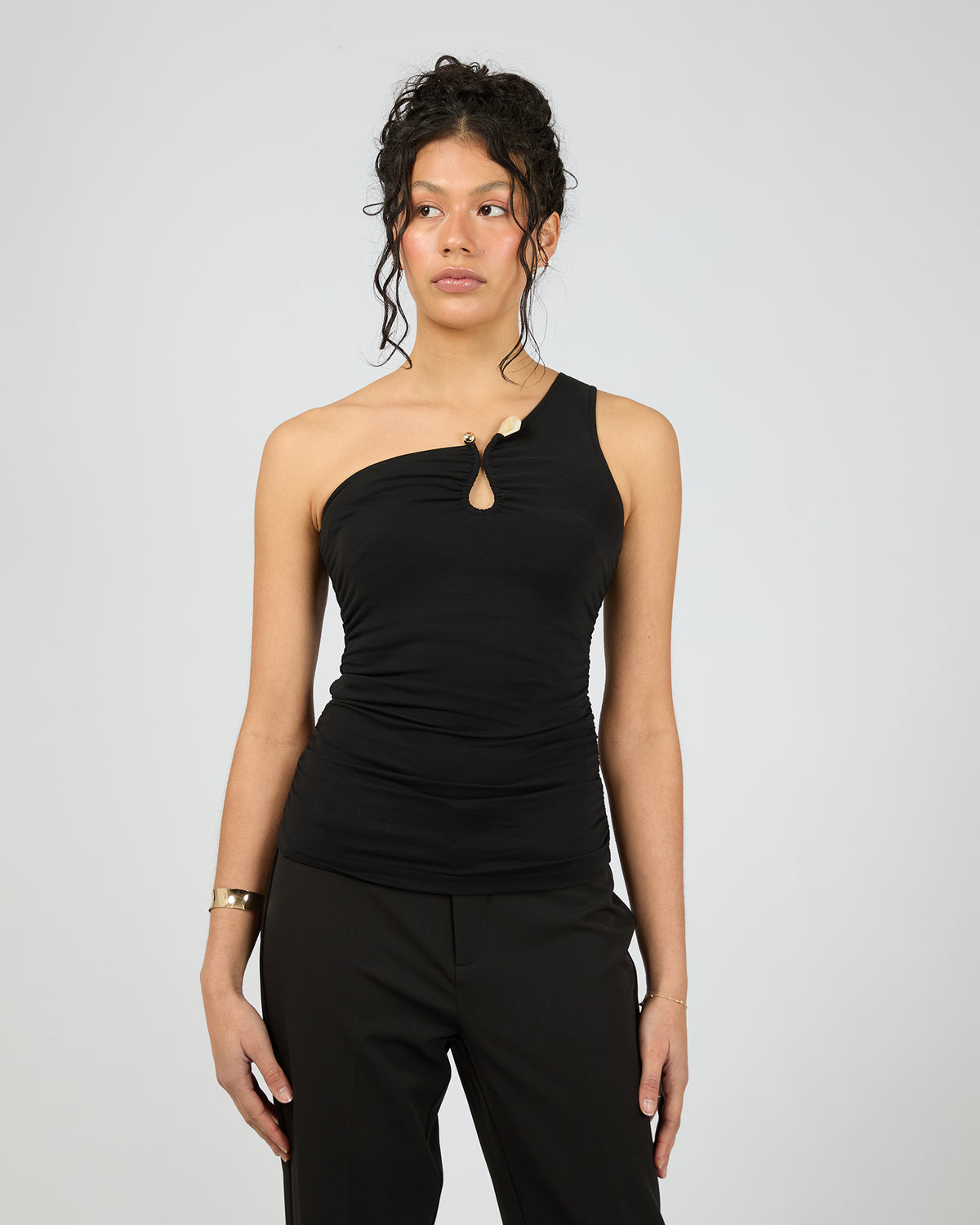 Julia One Shoulder Top Black