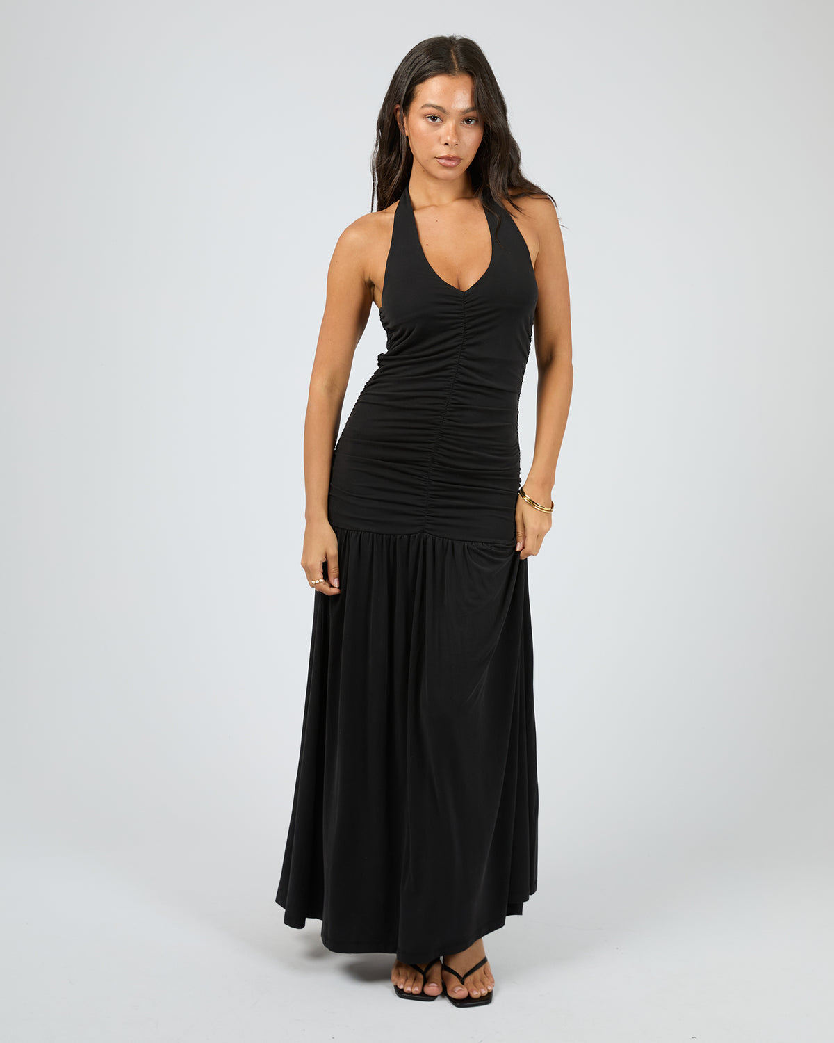 Luxe Halter Maxi Dress Black