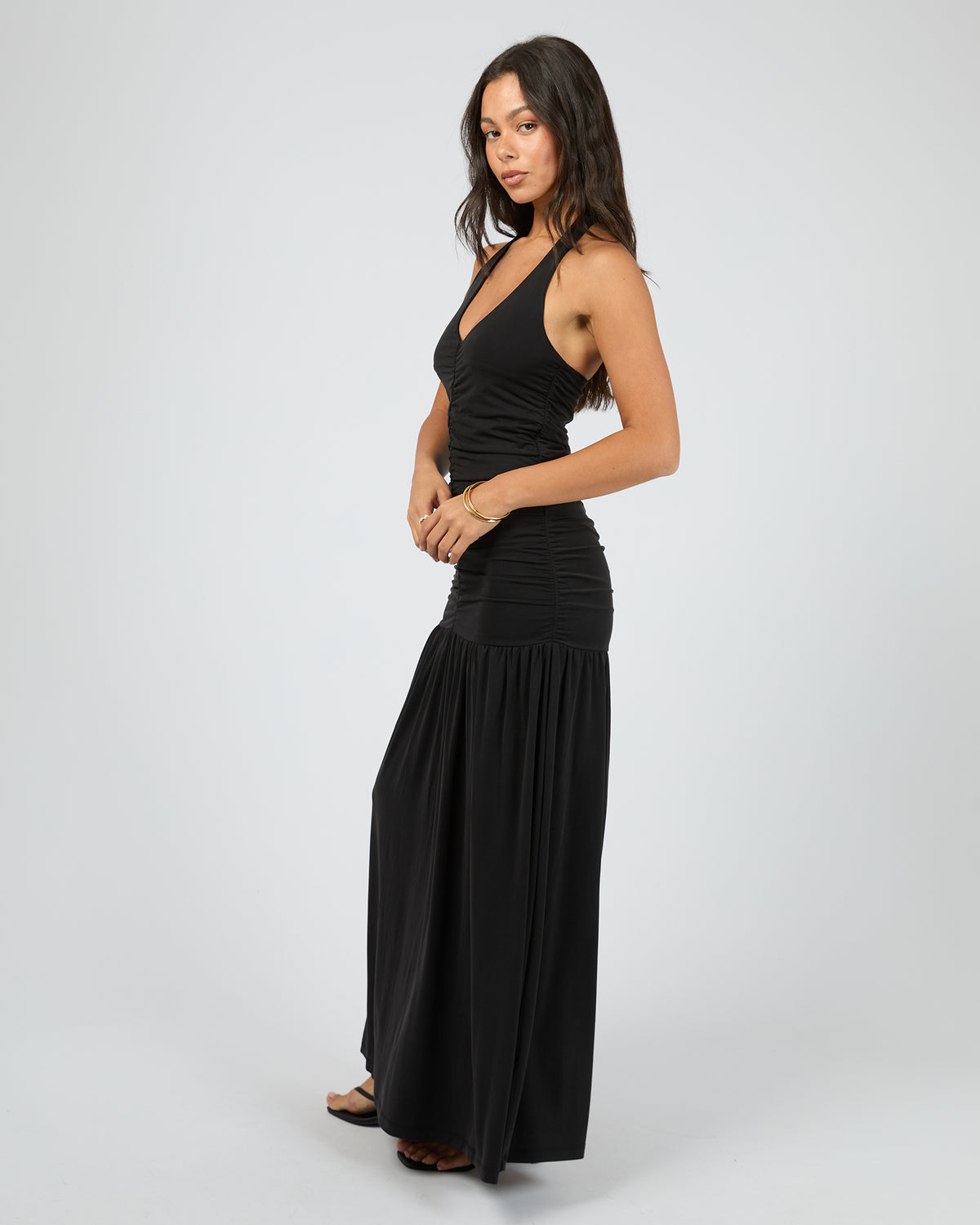Luxe Halter Maxi Dress Black