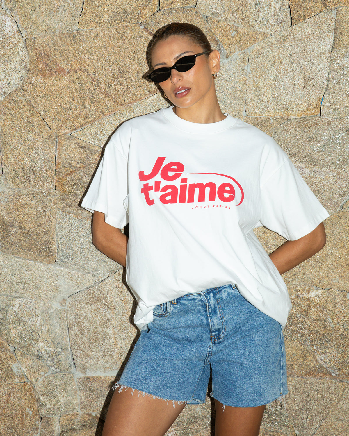 Je T Aime Tee Vintage White