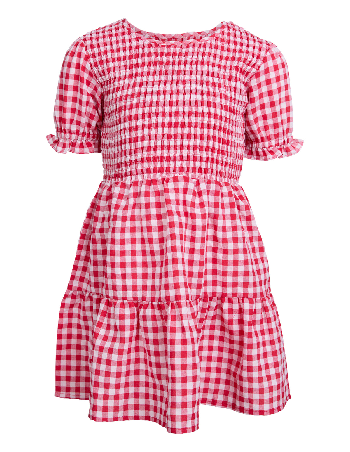 Kids Elsa Gingham Shirred Dress Red