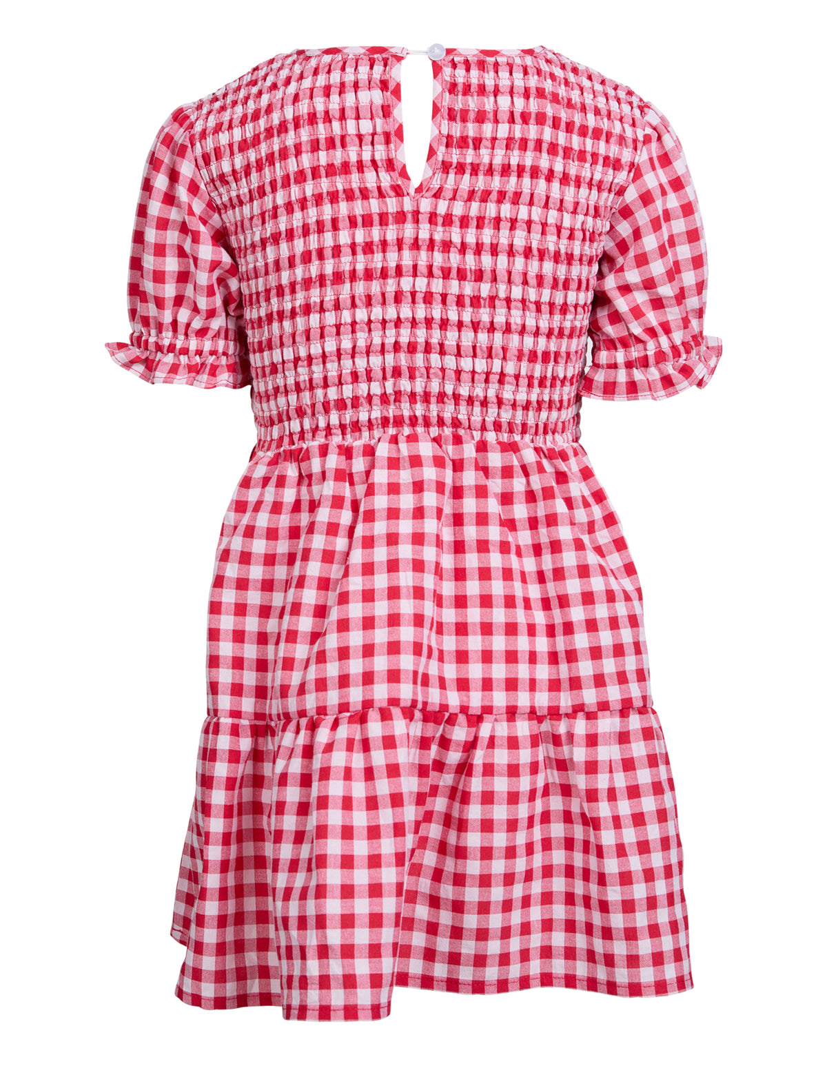 Kids Elsa Gingham Shirred Dress Red