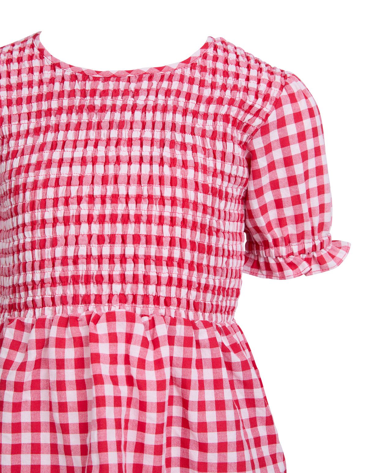 Kids Elsa Gingham Shirred Dress Red