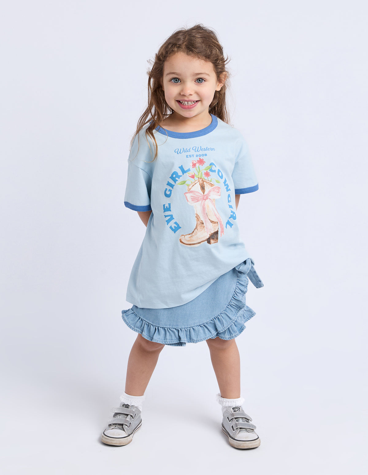 Kids Rodeo Ringer Tee Light Blue