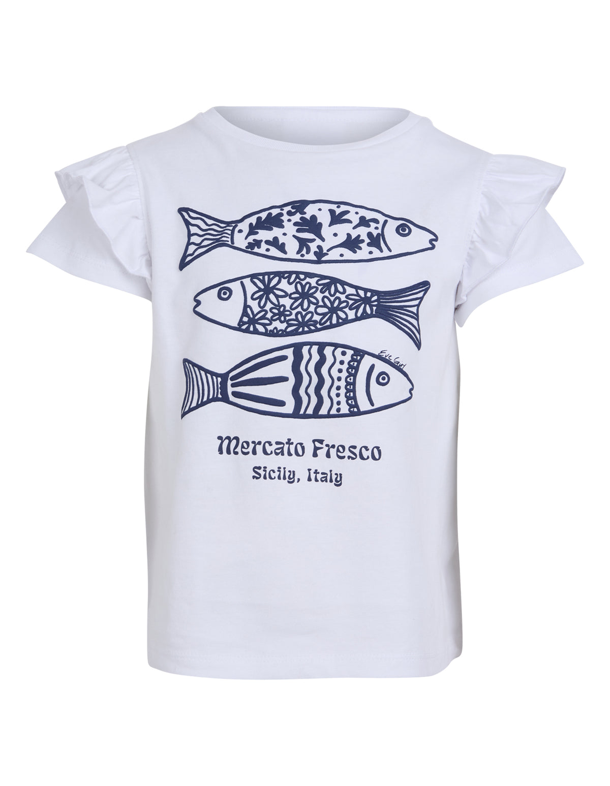 Kids Sardines Frill Tee White