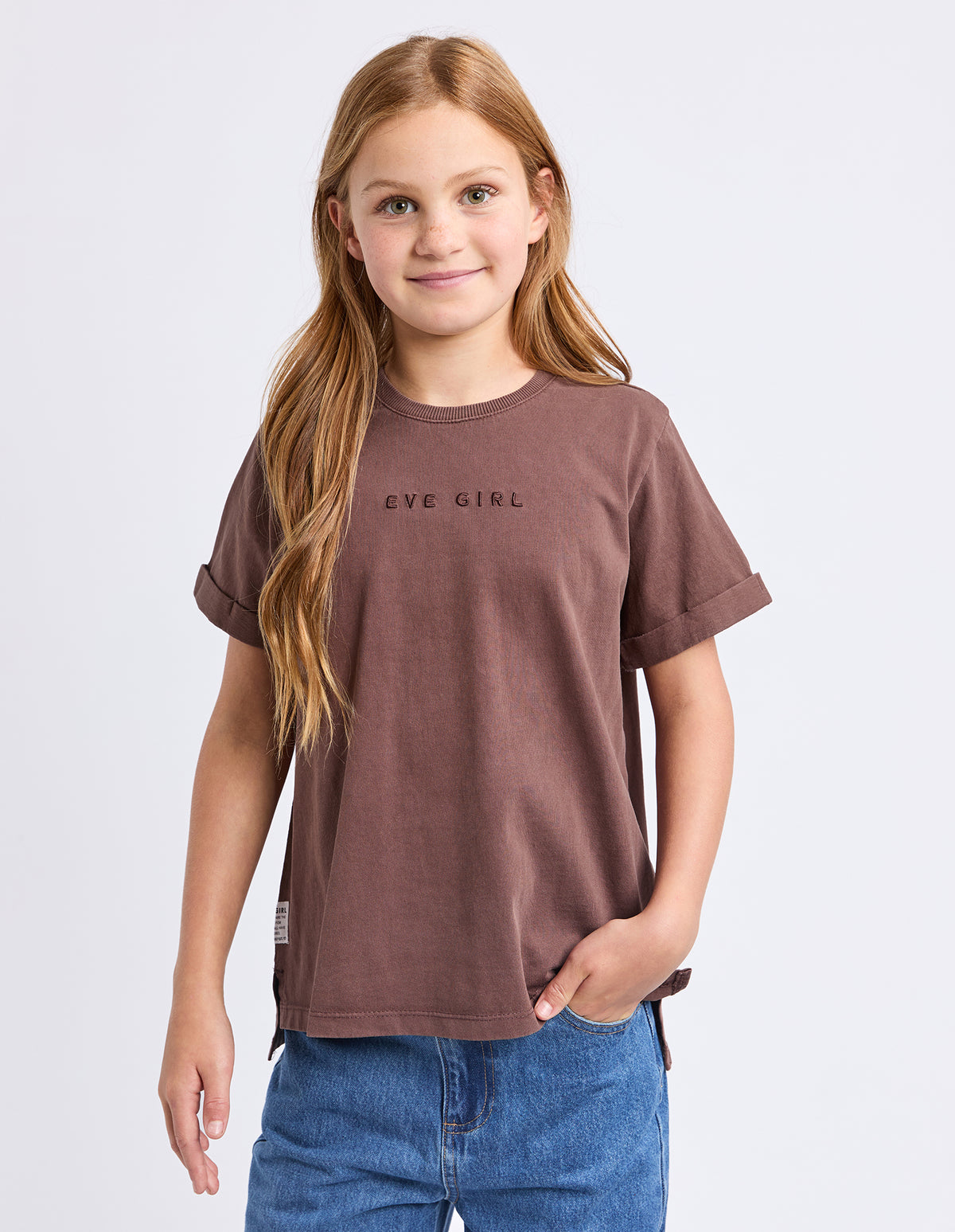 Teen Eve Girl Washed Tee Brown