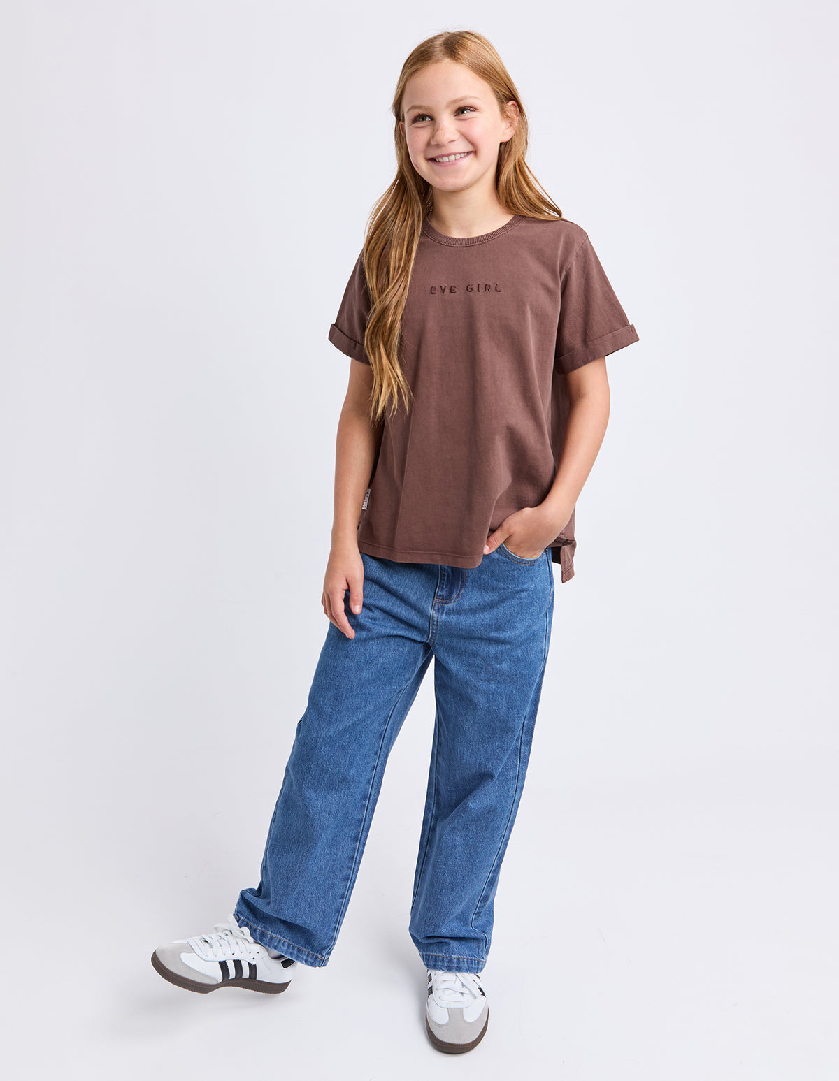 Teen Eve Girl Washed Tee Brown