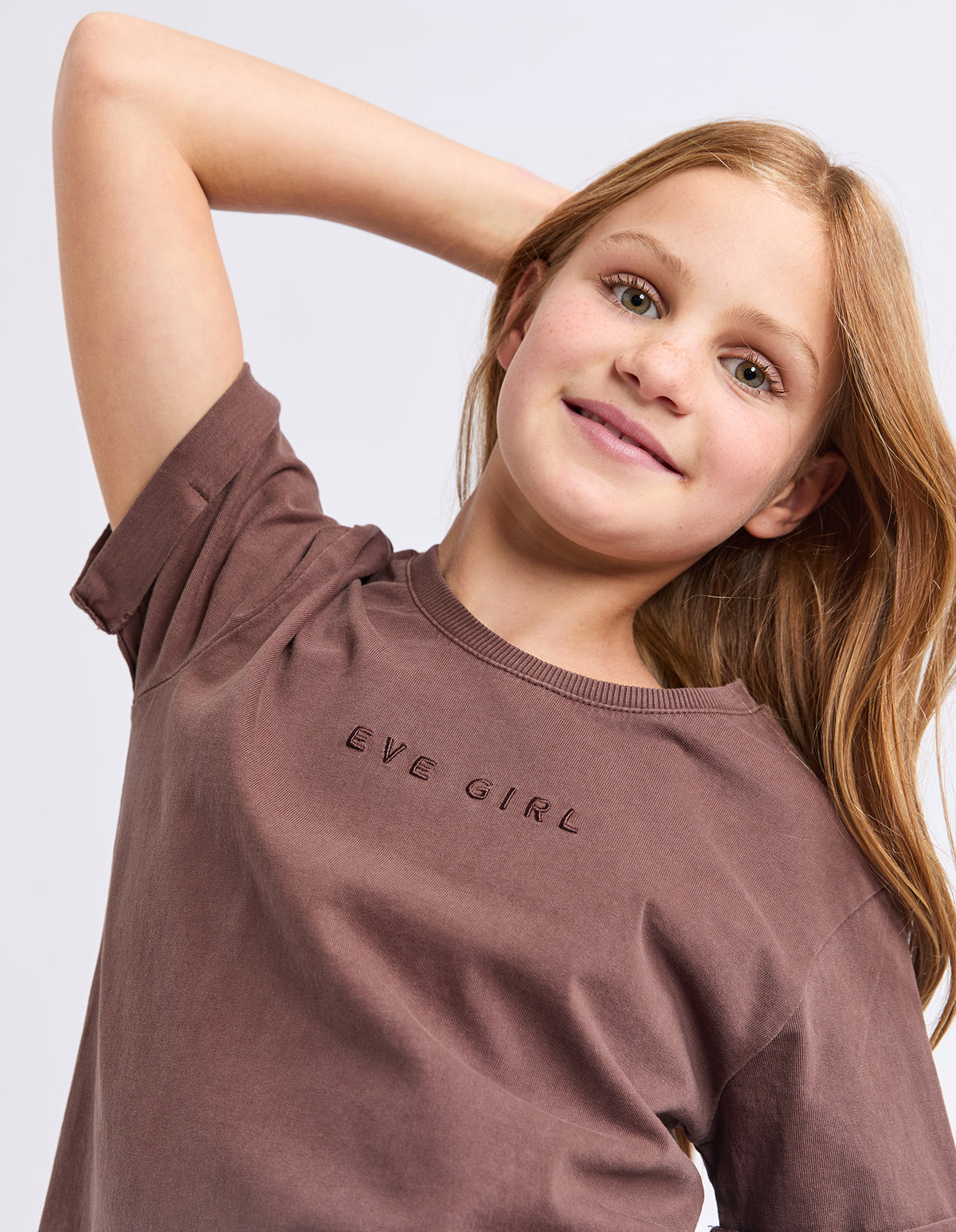 Teen Eve Girl Washed Tee Brown