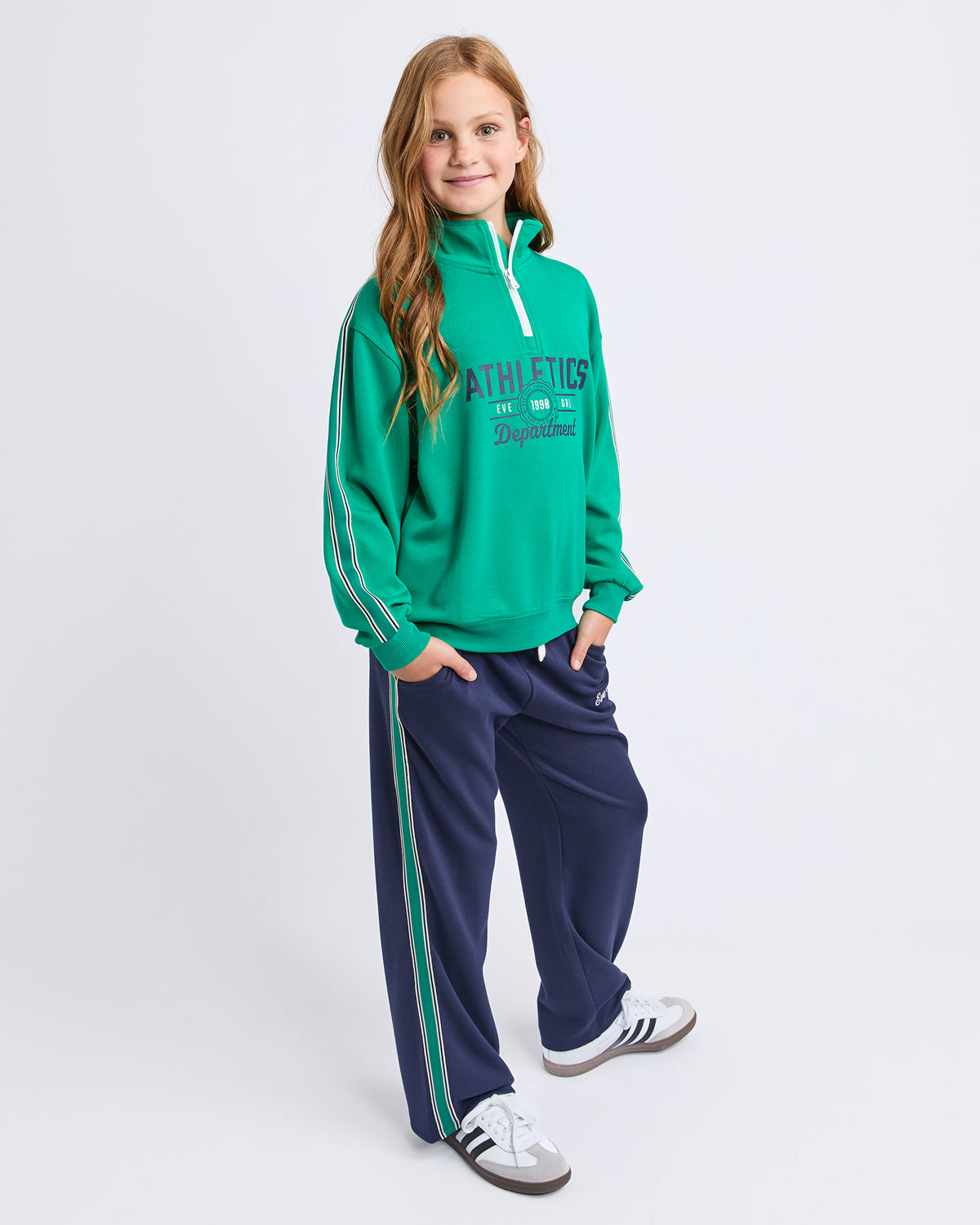 Teen Ultimate 1/4 Zip Crew Green