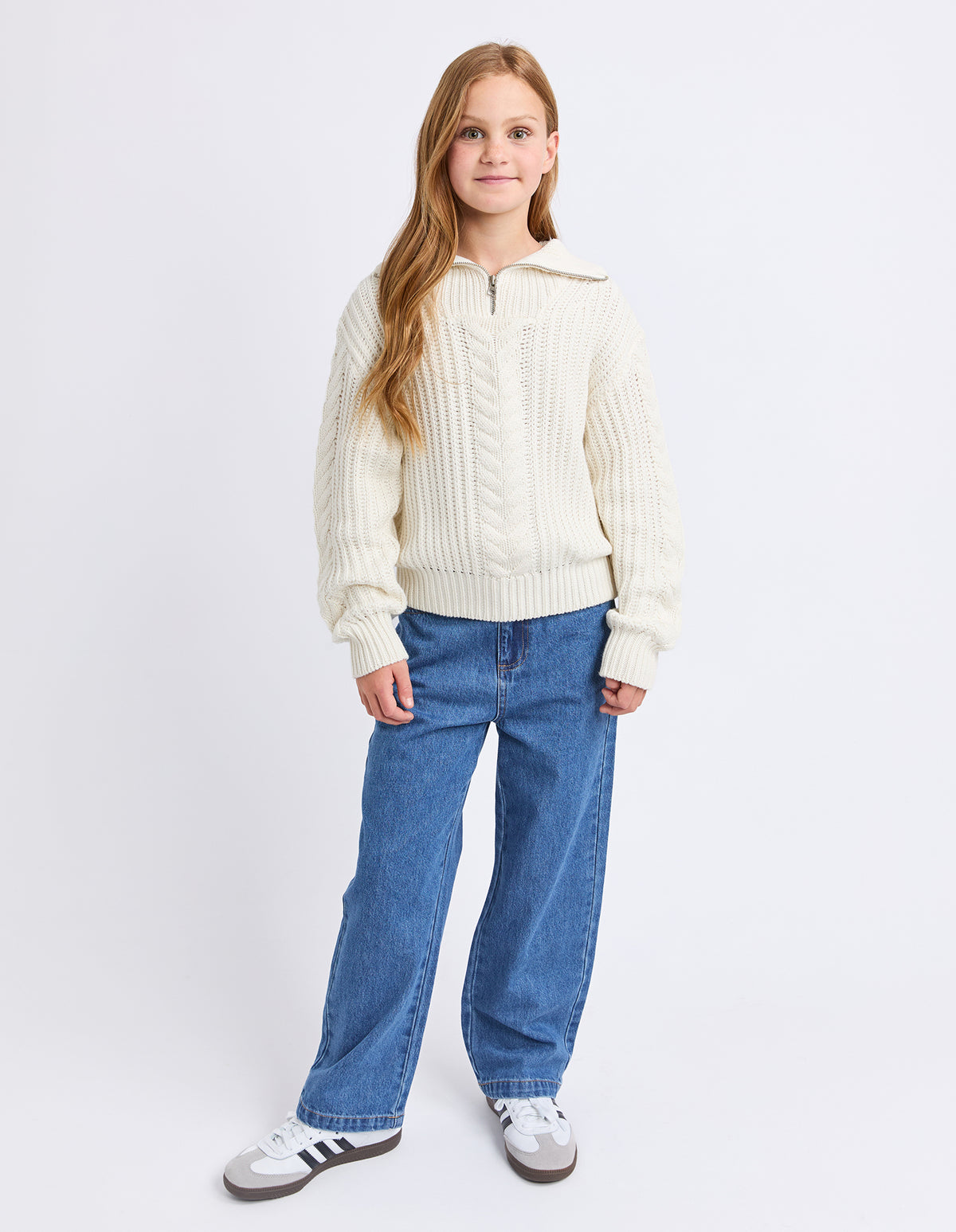 Teen Dahlia 1/4 Zip Knit Vintage White