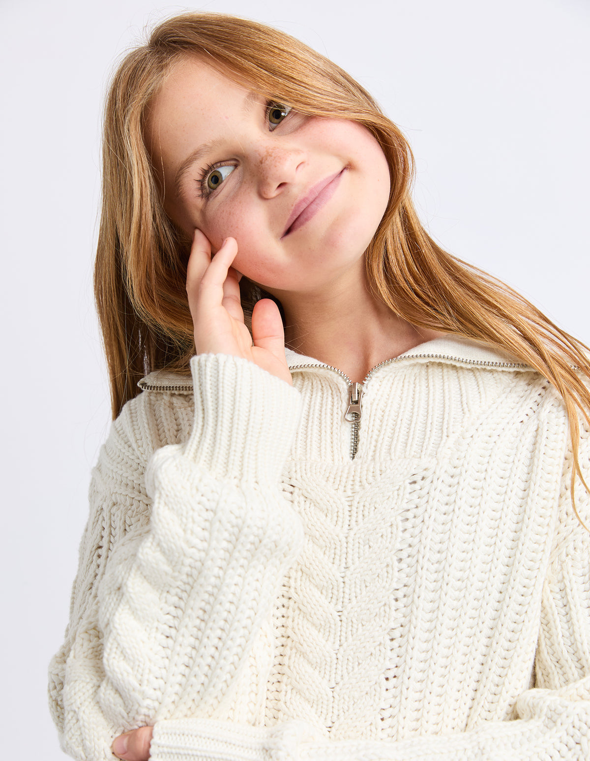 Teen Dahlia 1/4 Zip Knit Vintage White