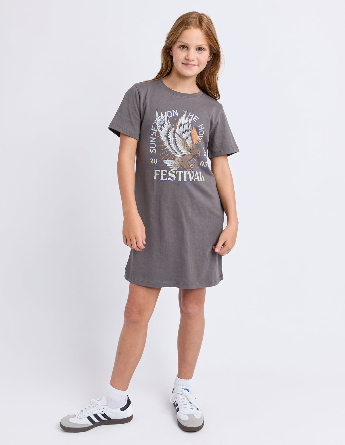 Teen Horizon Tee Dress Charcoal