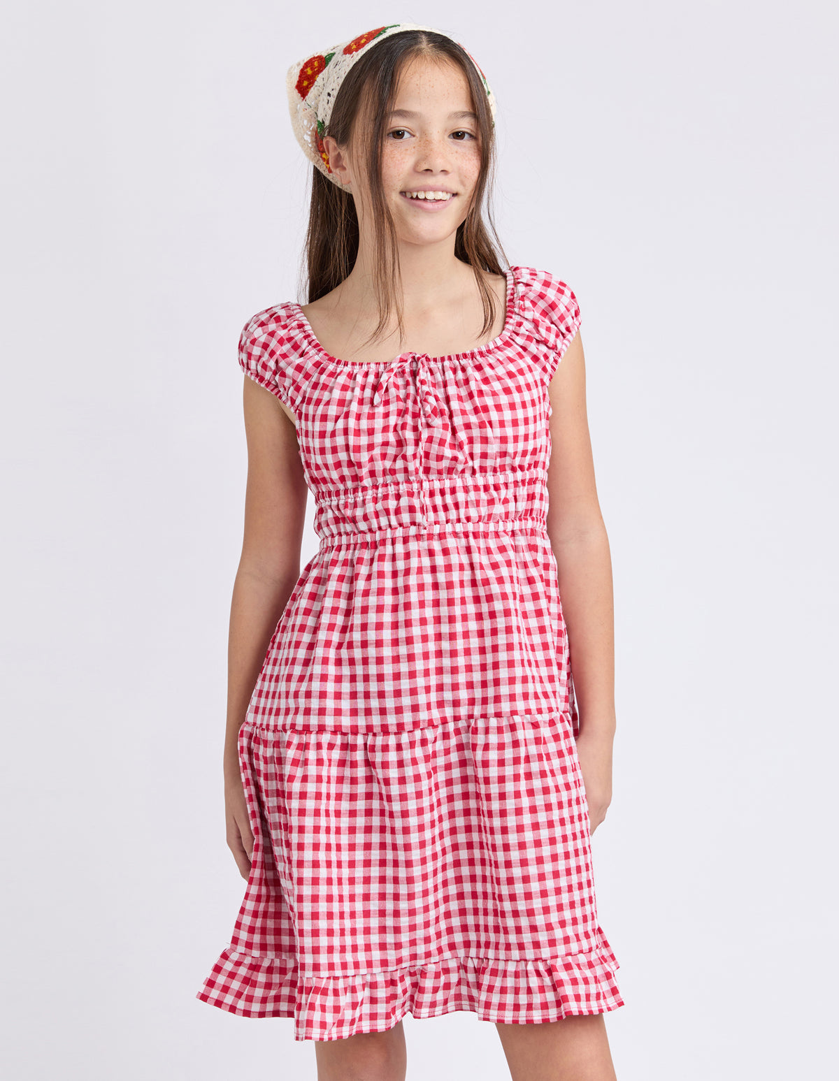Teen Elsa Gingham Dress Red