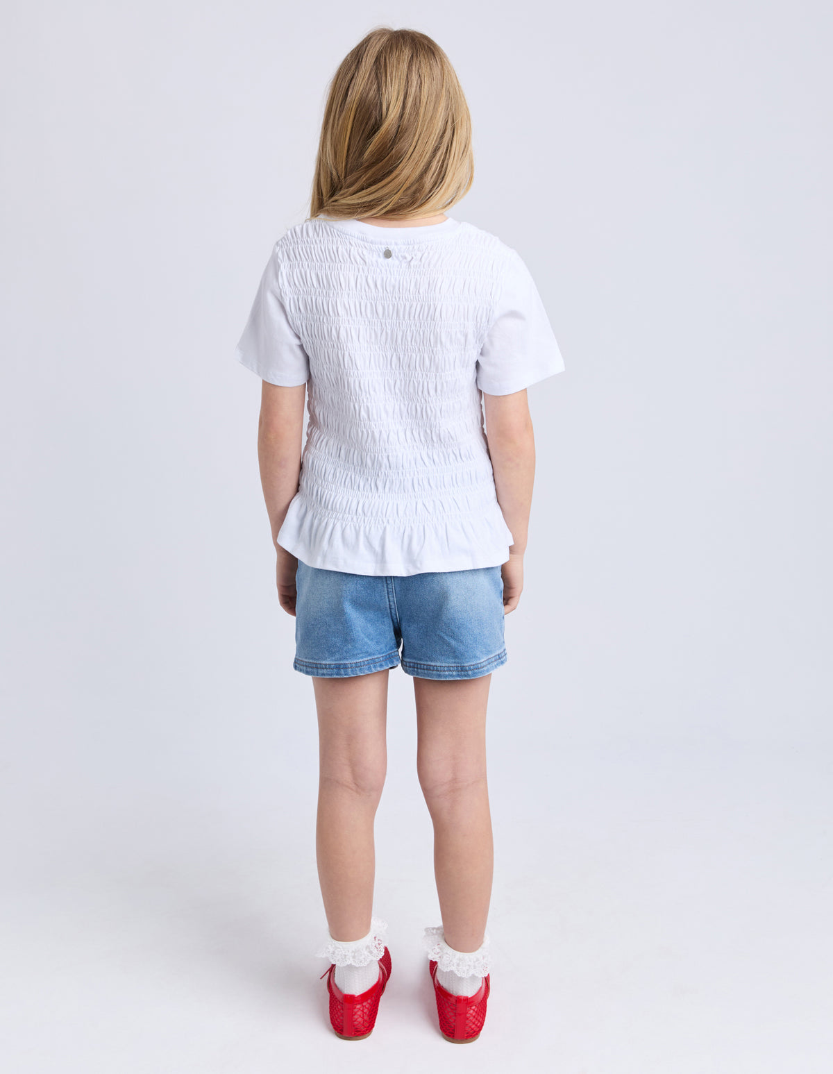 Teen Zara Shirred Tee White